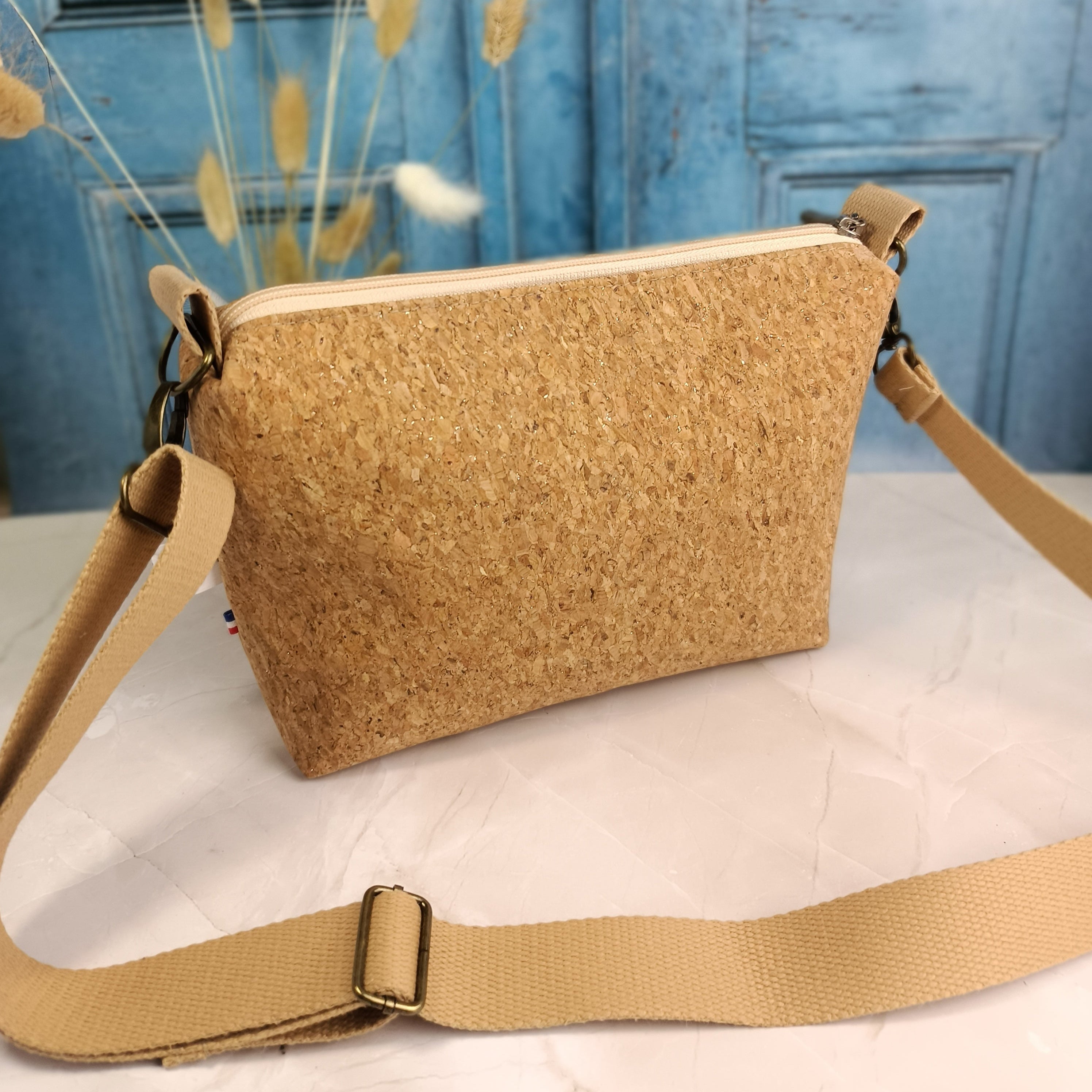 Sac à main bandoulière en liège pailleté