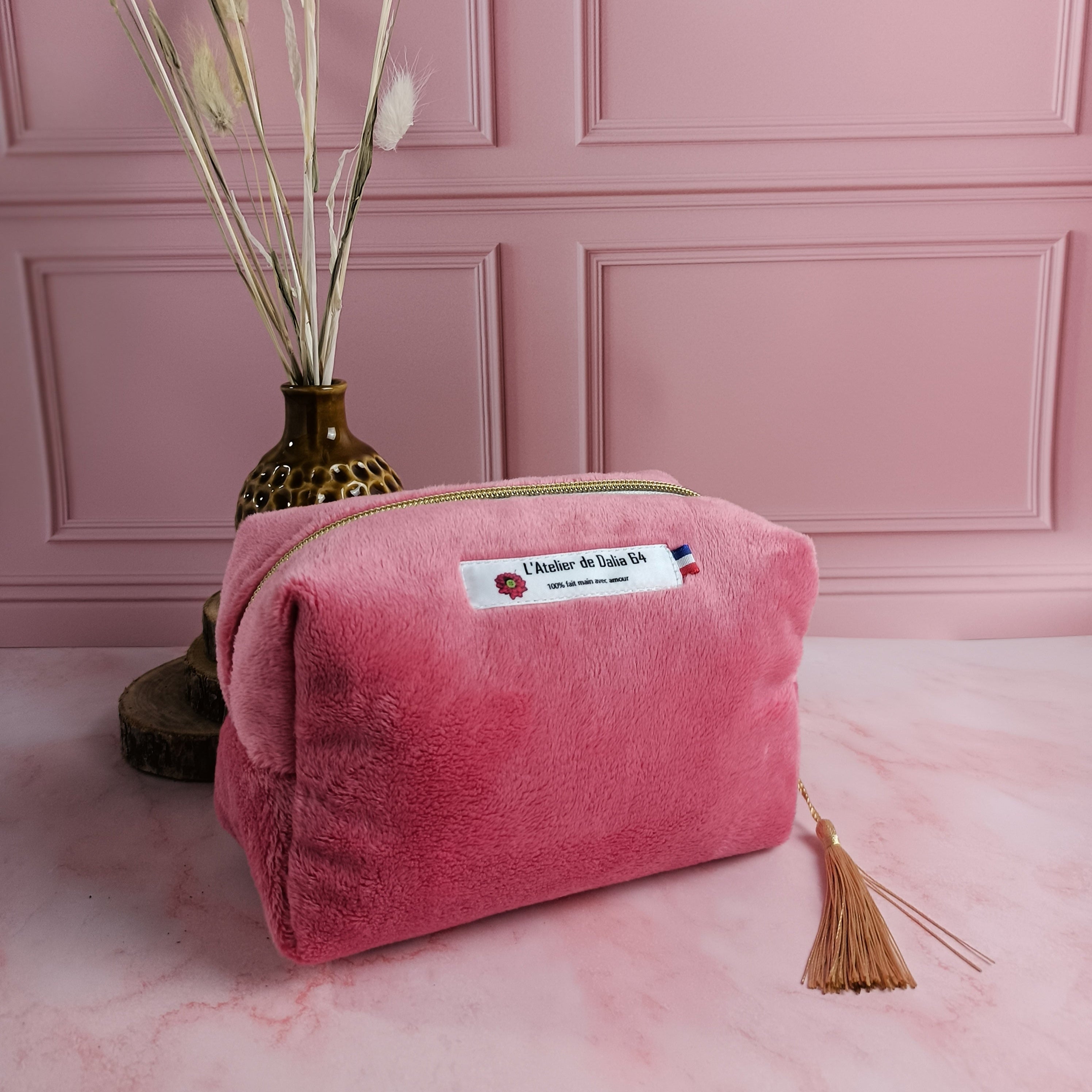 Trousse maquillage fraise imprimé riad rose