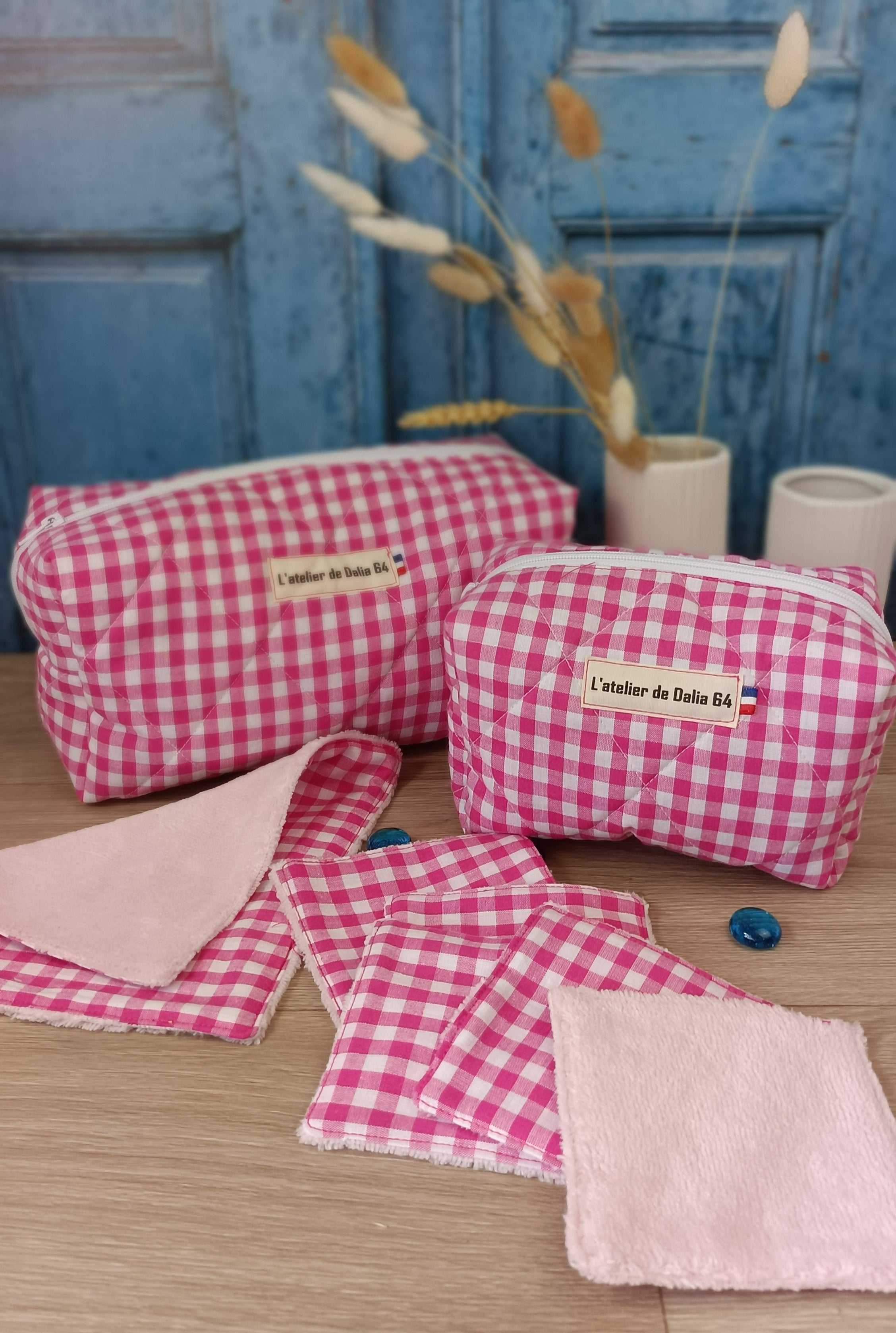 Trousses et accessoires vichy fuchsia