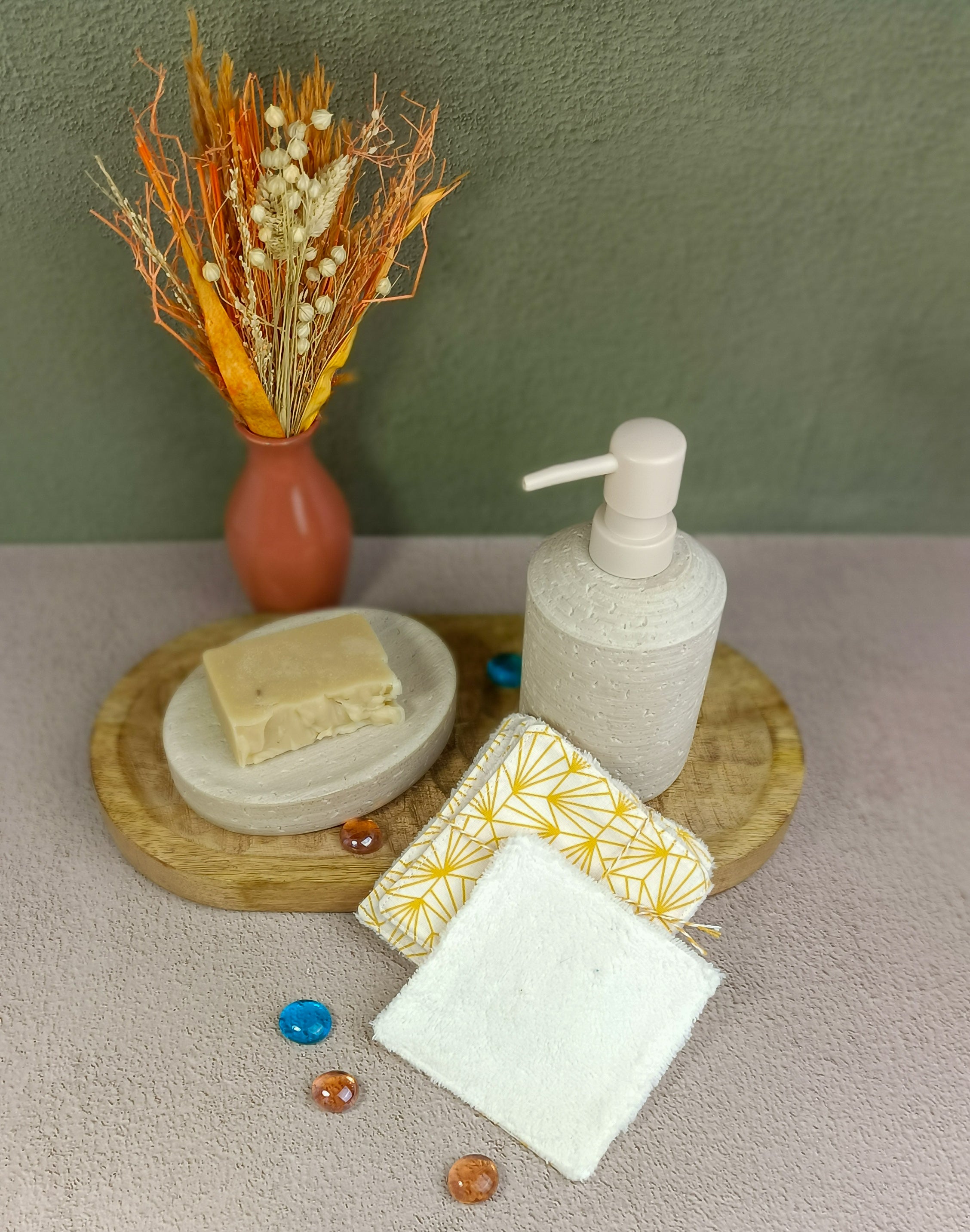 lingettes lavables en éponge bambou Géometrik jaune