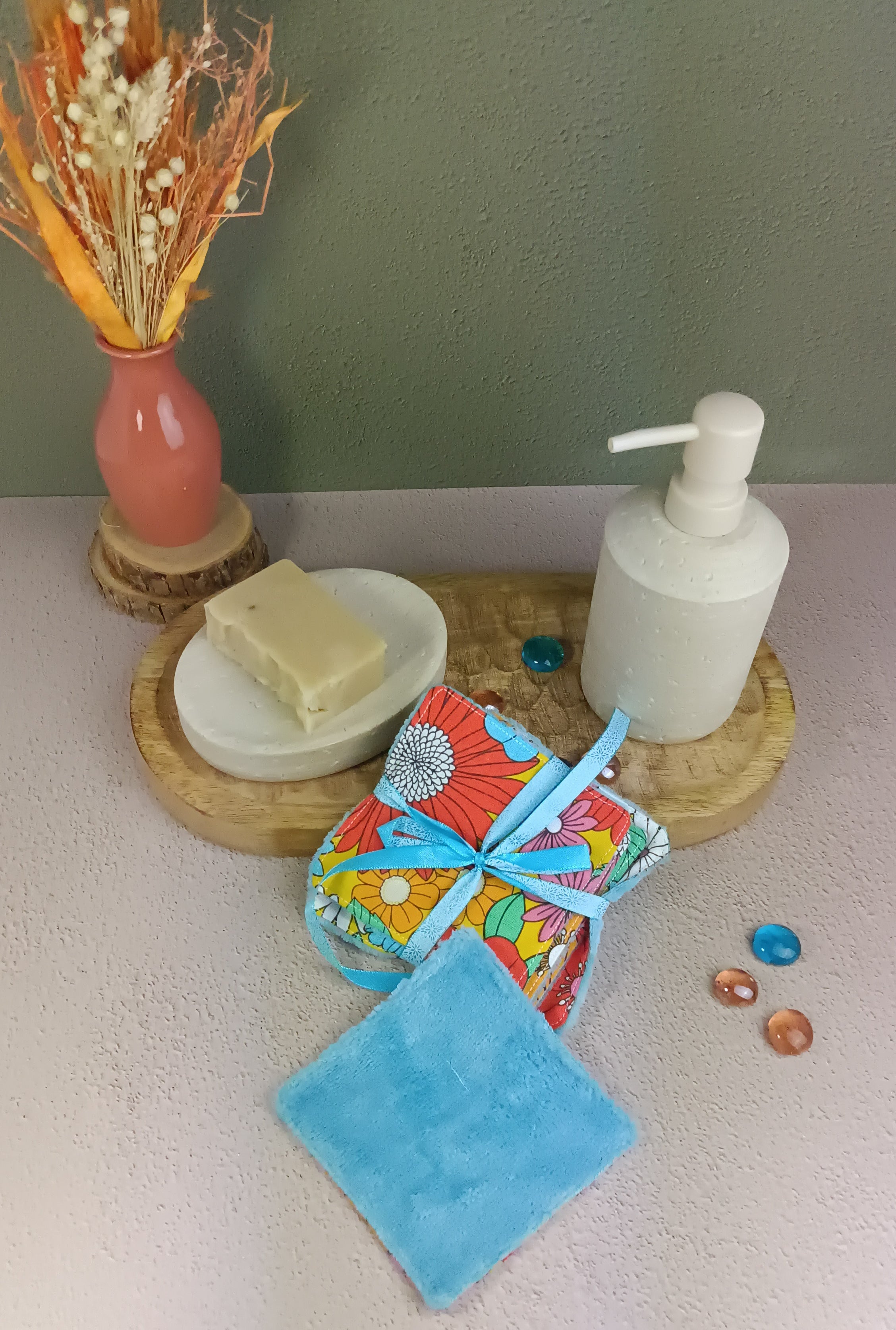 lingettes lavables en éponge bambou Ibiza multicouleurs