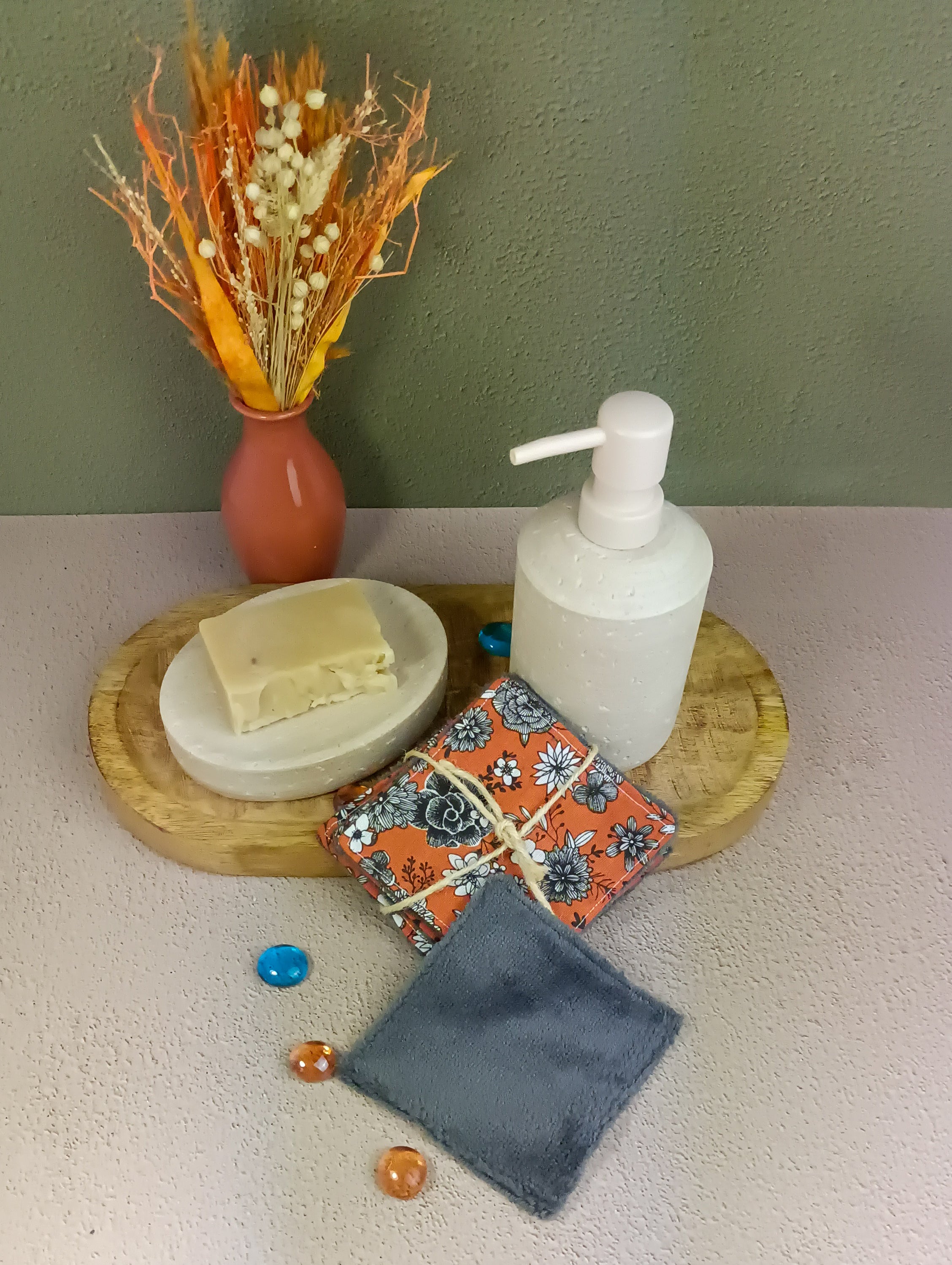 lingettes lavables en éponge bambou fleurigraphie terra