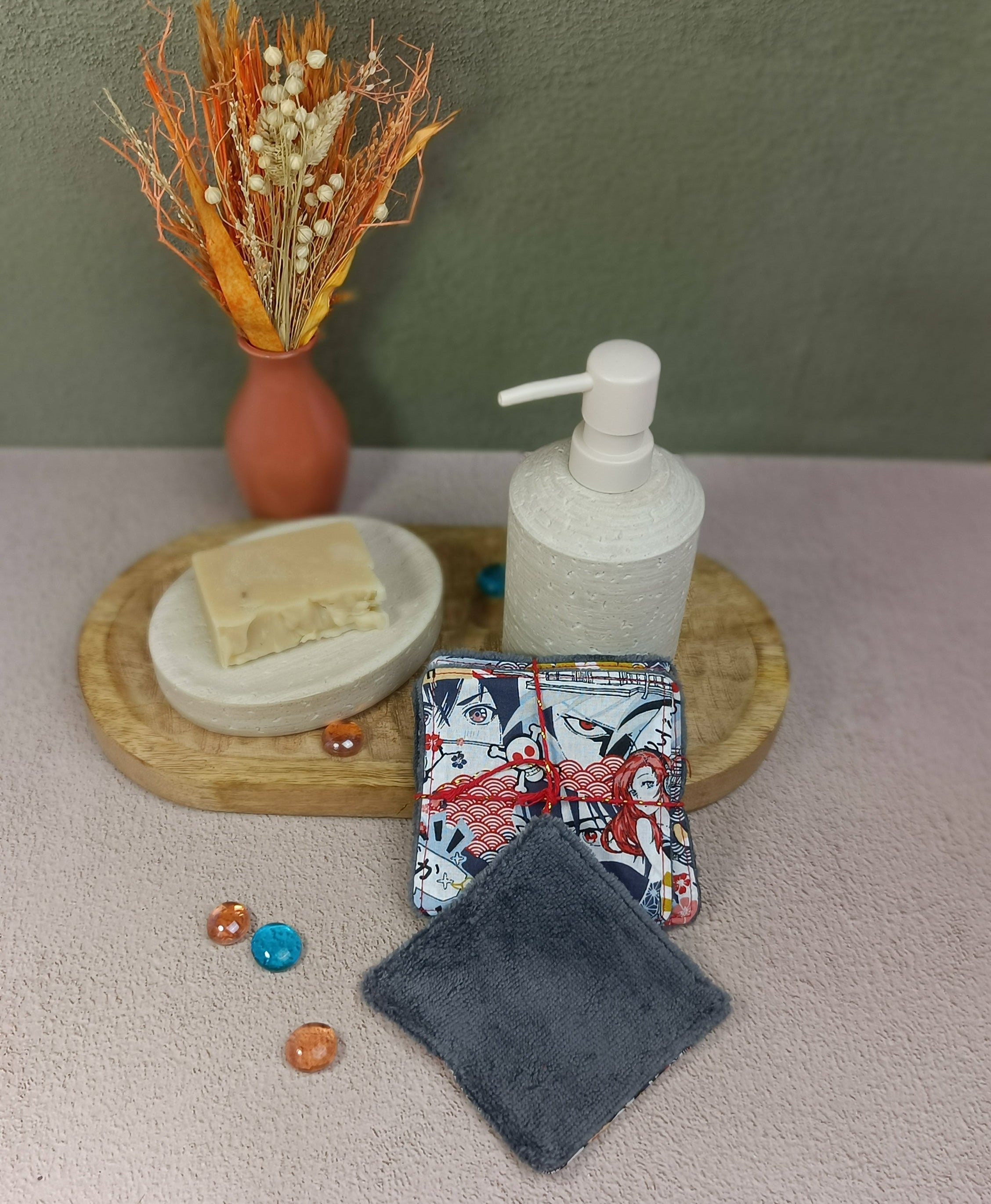 lingettes lavables en éponge bambou manga