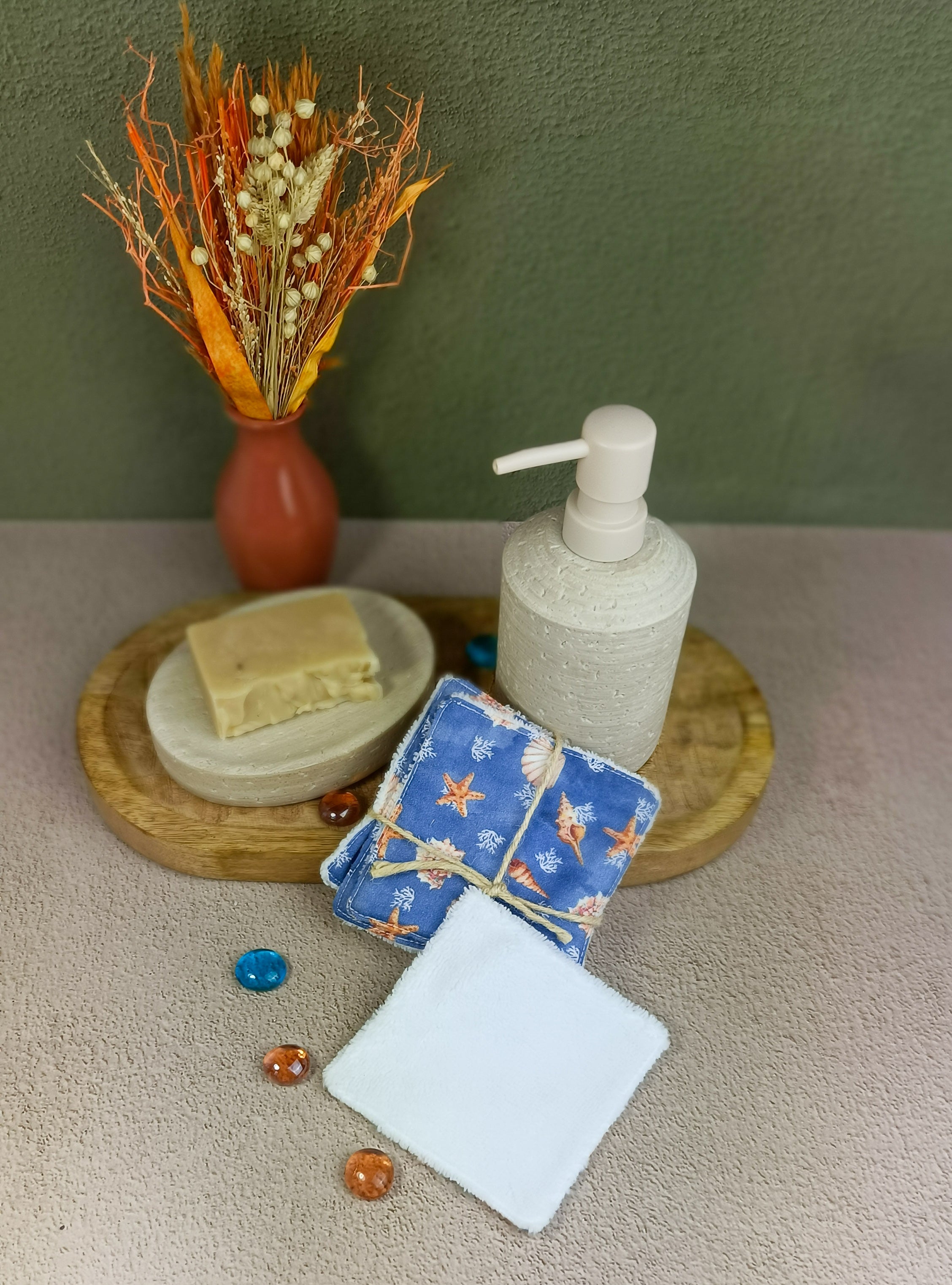 lingettes lavables en éponge bambou mer