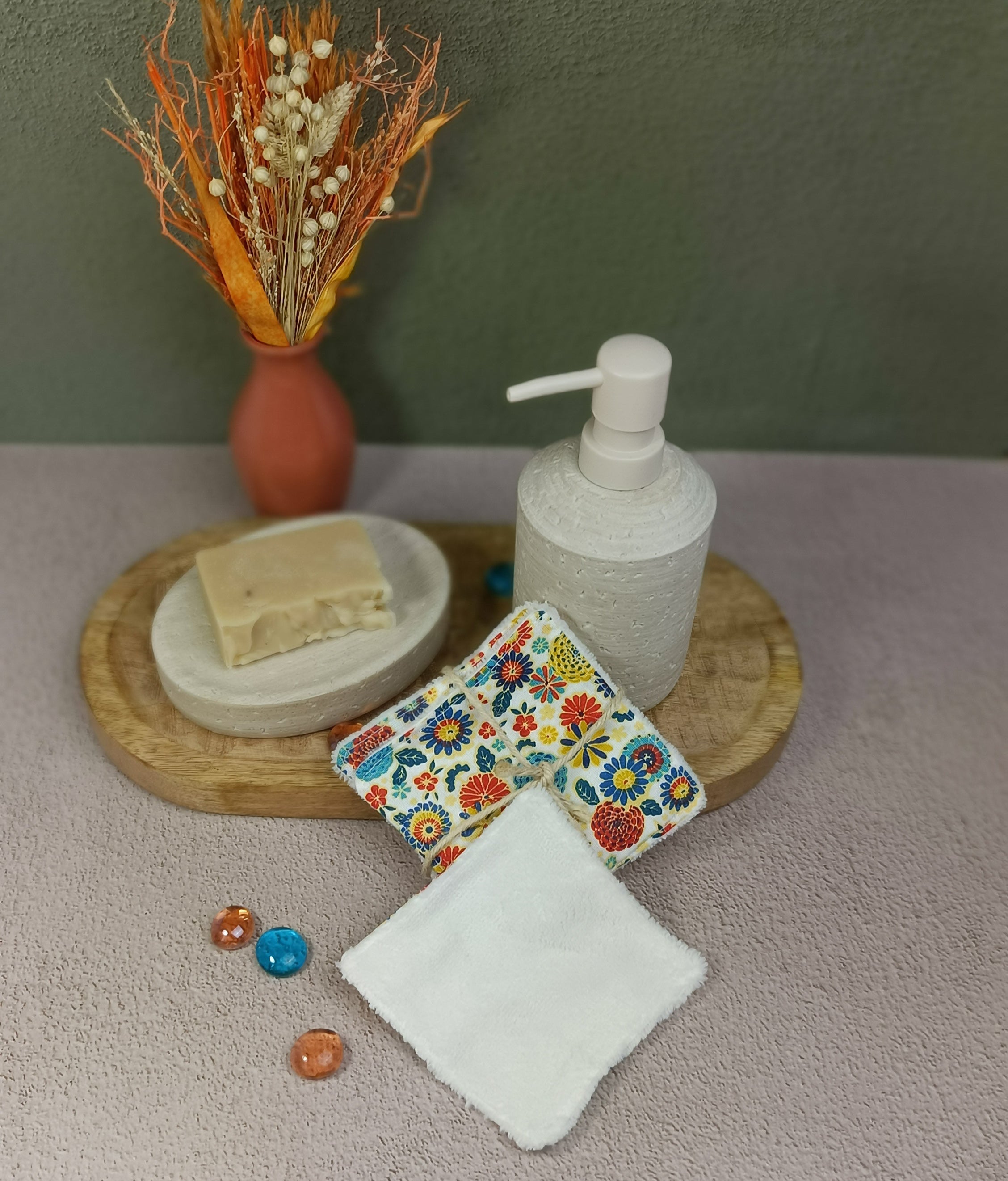 lingettes lavables en éponge bambou misaki blanc