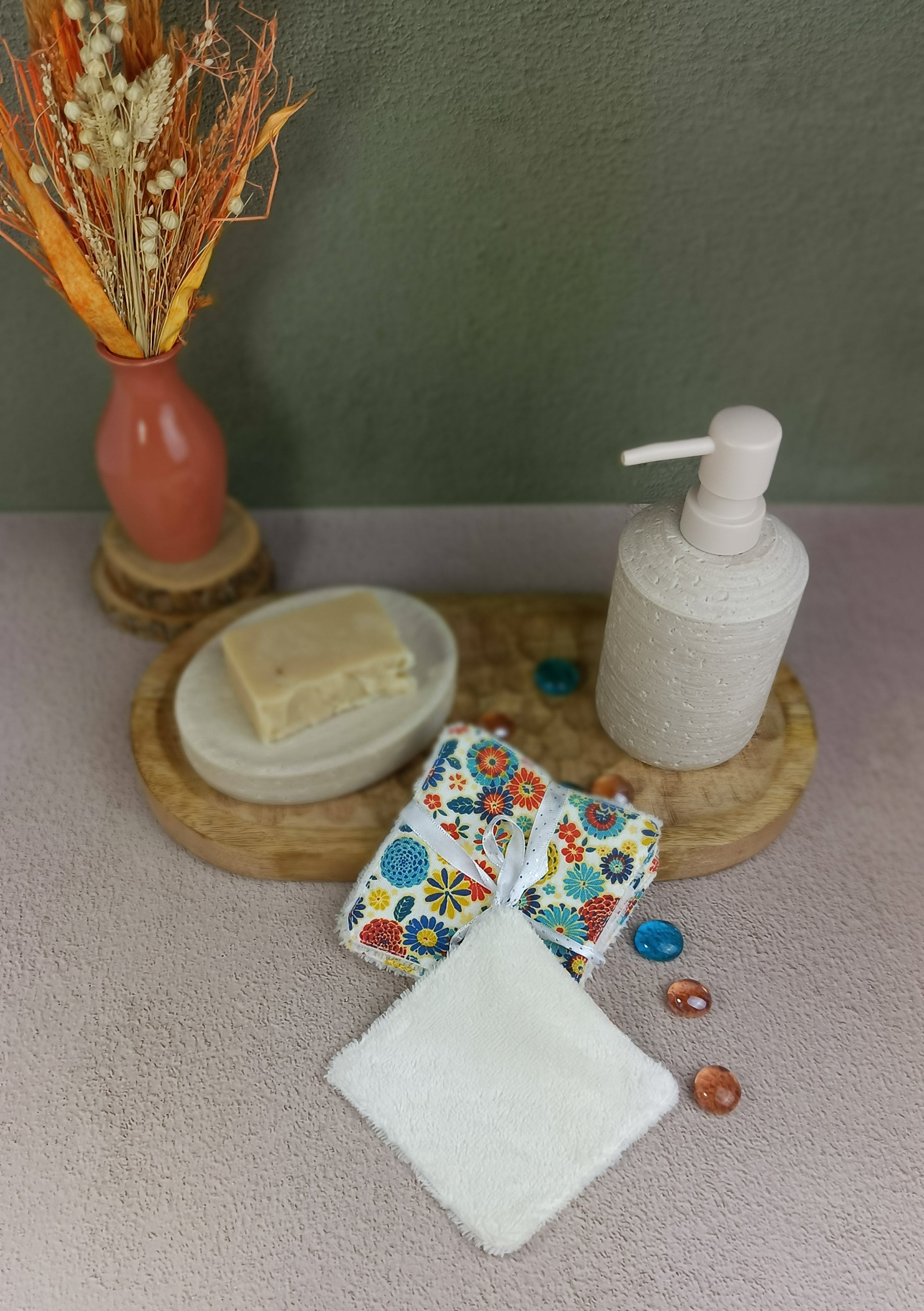 lingettes lavables en éponge bambou misaki blanc