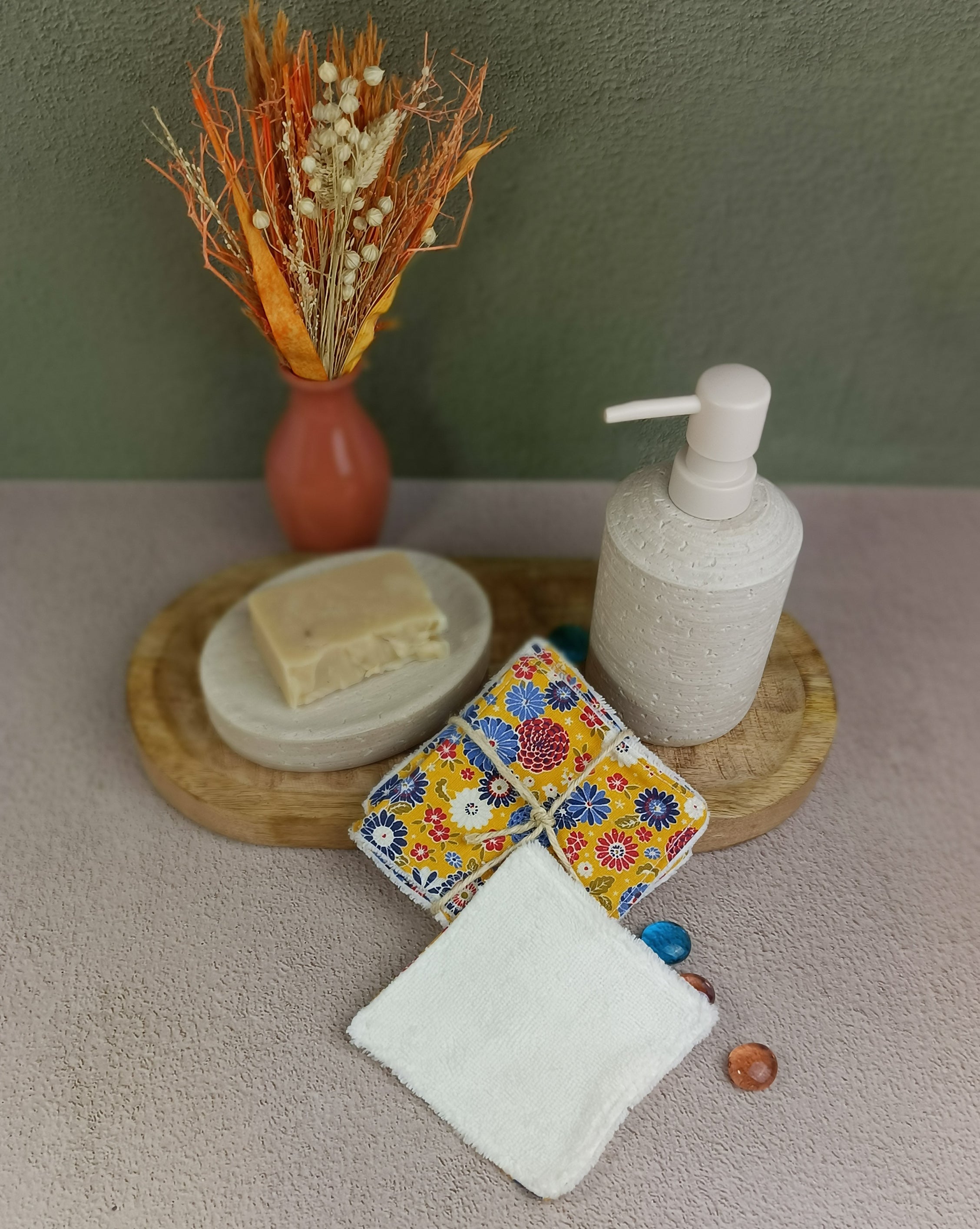 lingettes lavables en éponge bambou misaki jaune