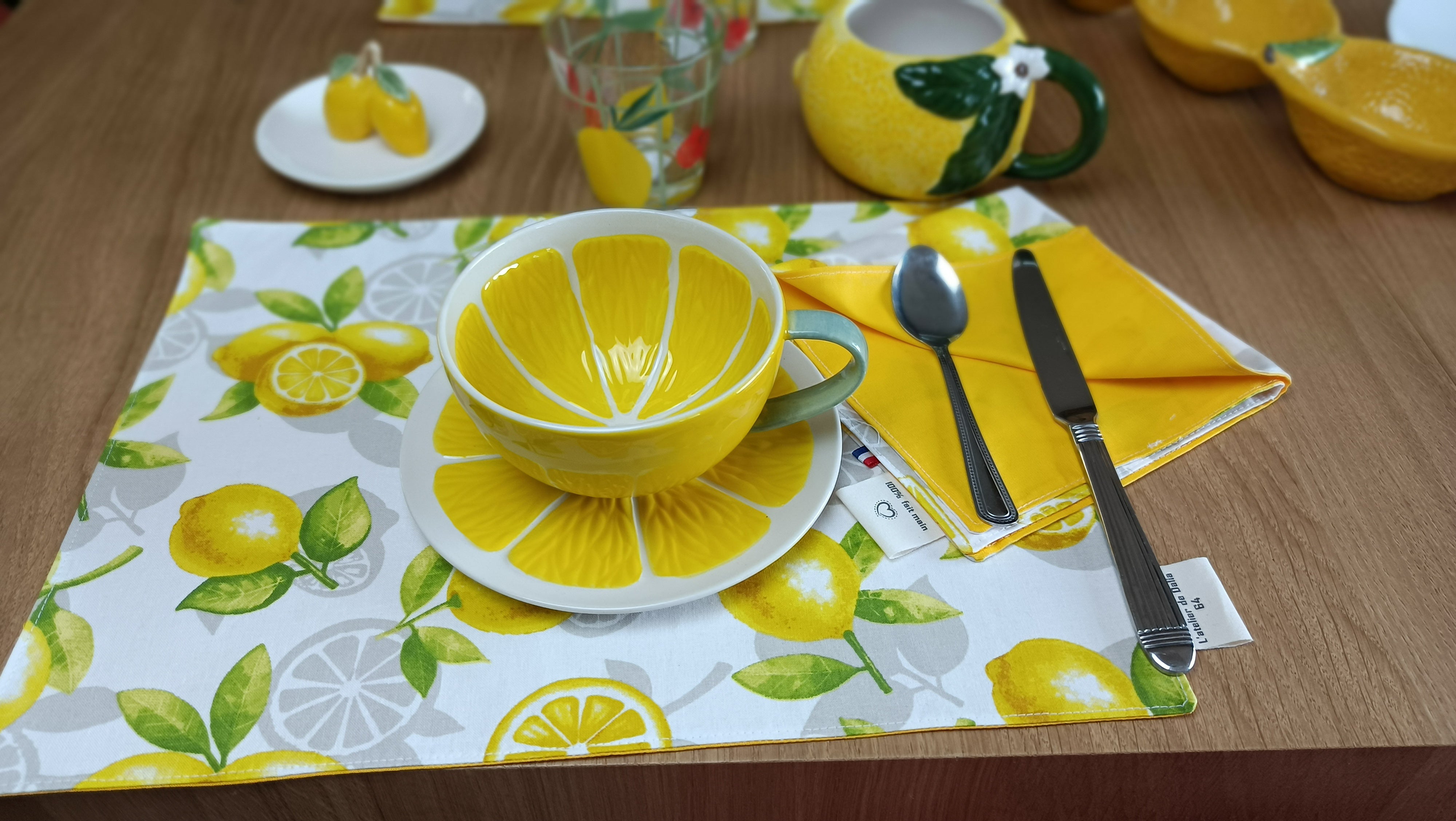 set de table lavable motif citron