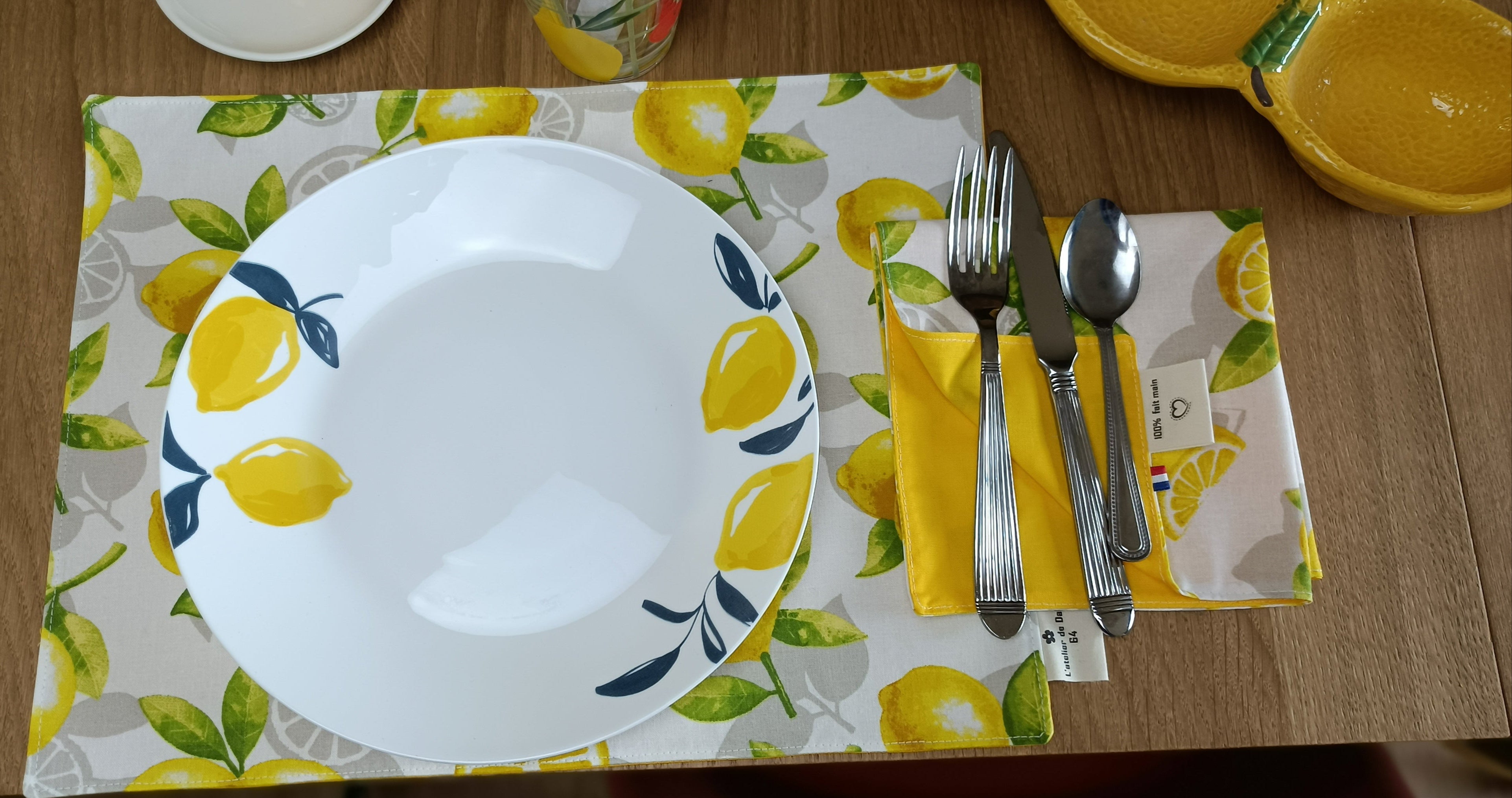 set de table lavable motif citron