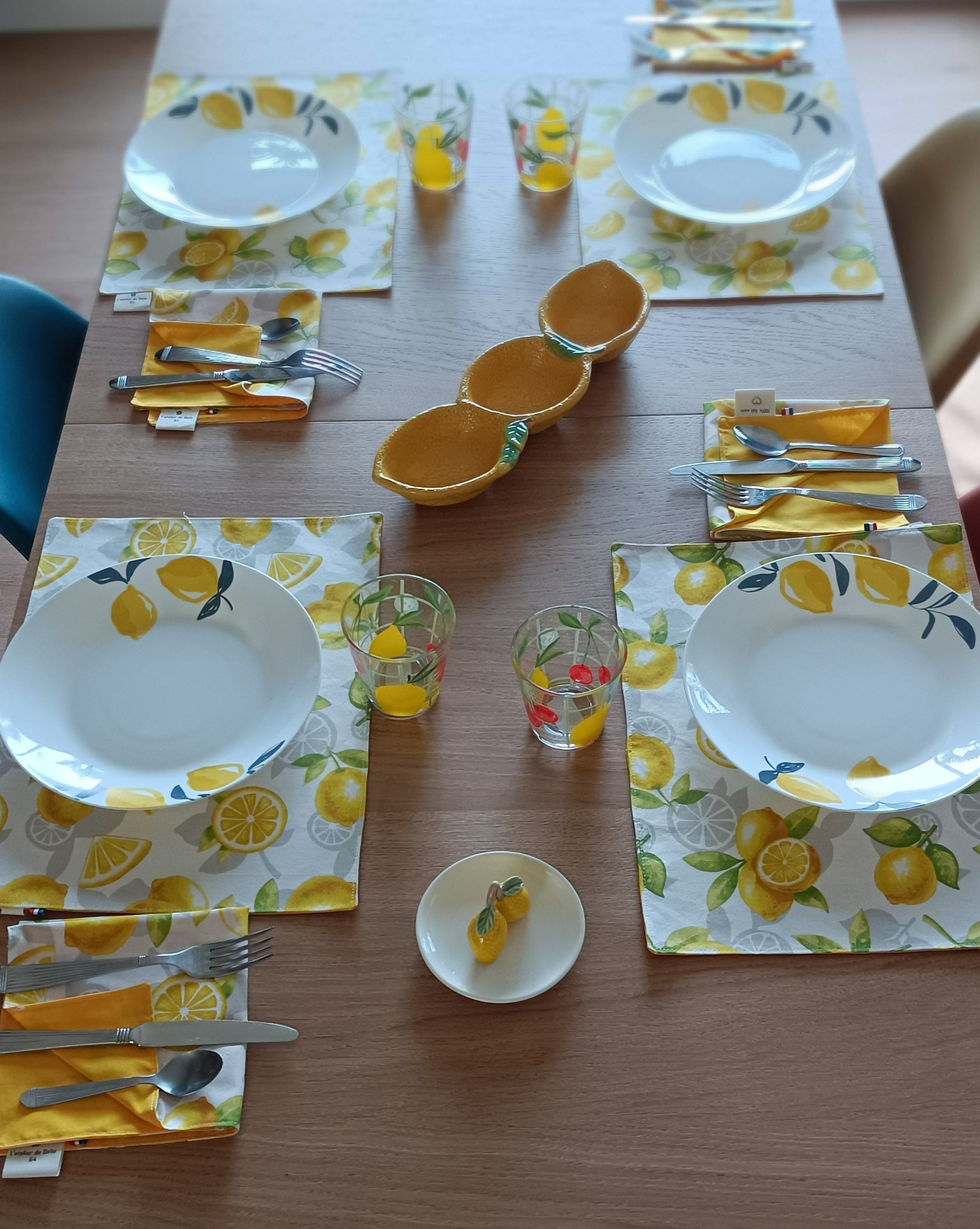 set de table lavable motif citron