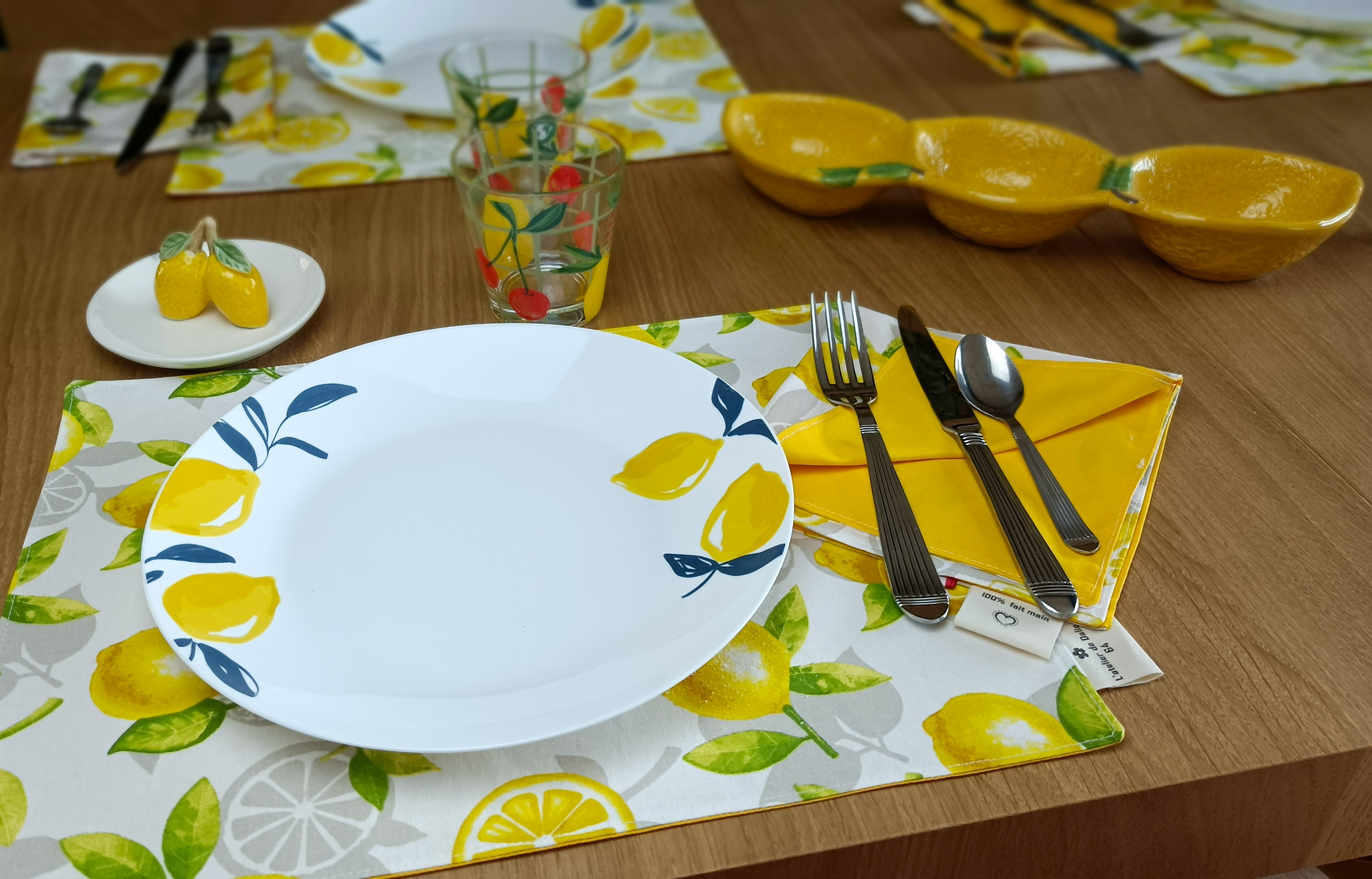 set de table lavable motif citron