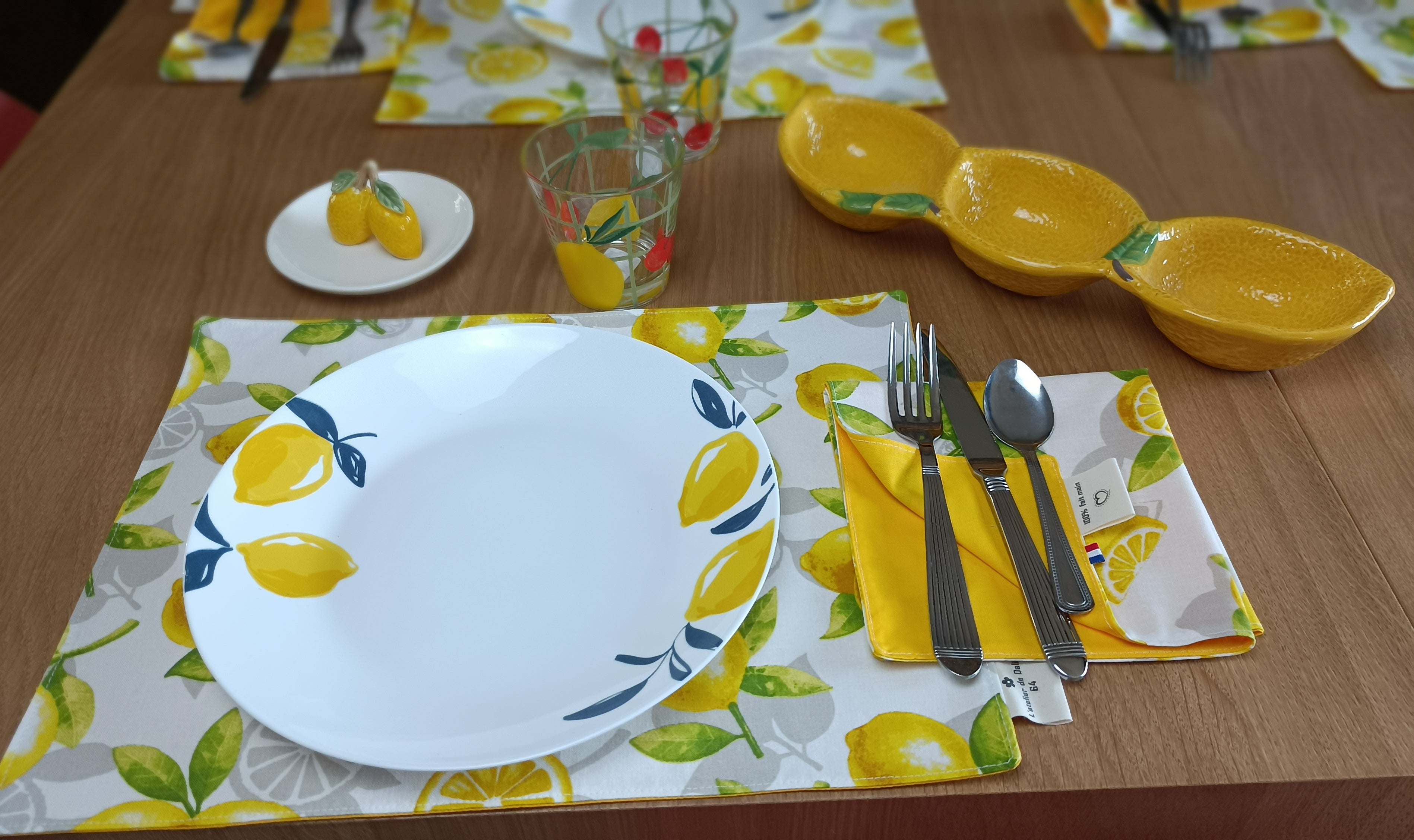 set de table lavable motif citron