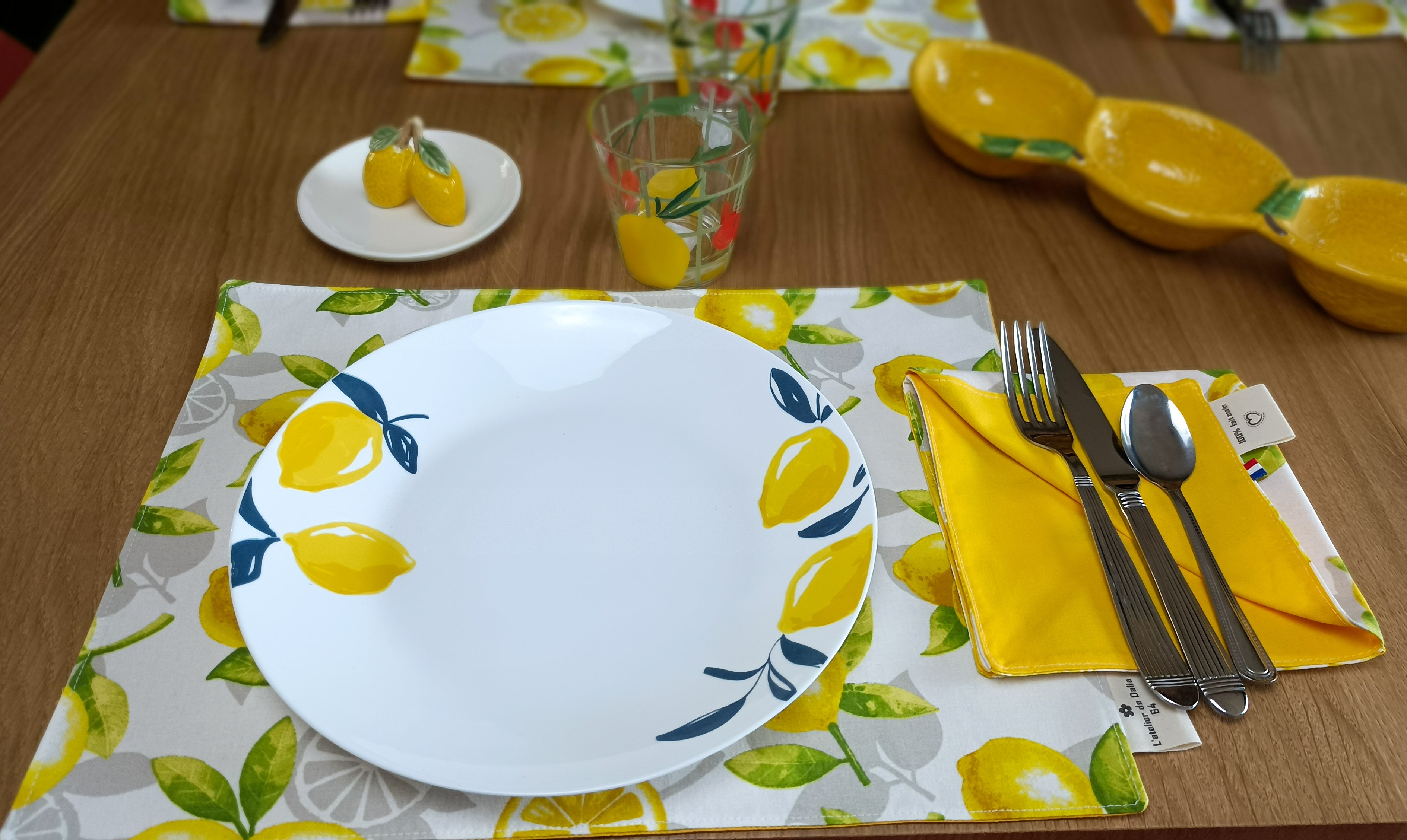 set de table lavable motif citron