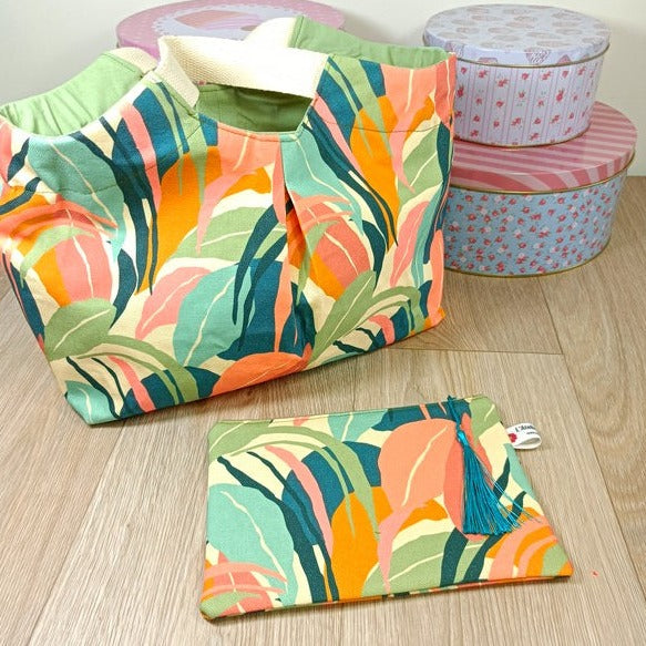 Sac cabas panier et sa pochette - Moyen modèle - Mathilde