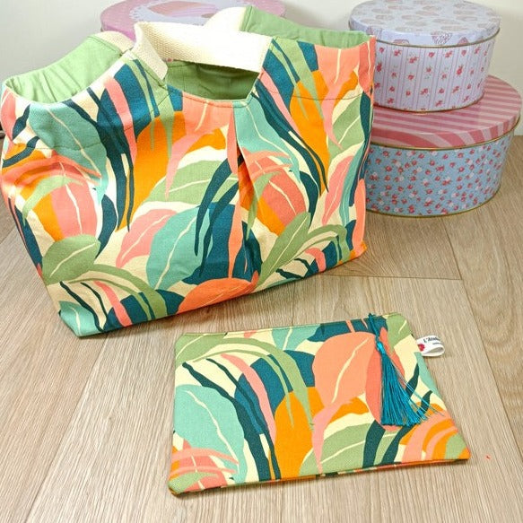 Sac cabas panier et sa pochette - petit modèle - Mathilde
