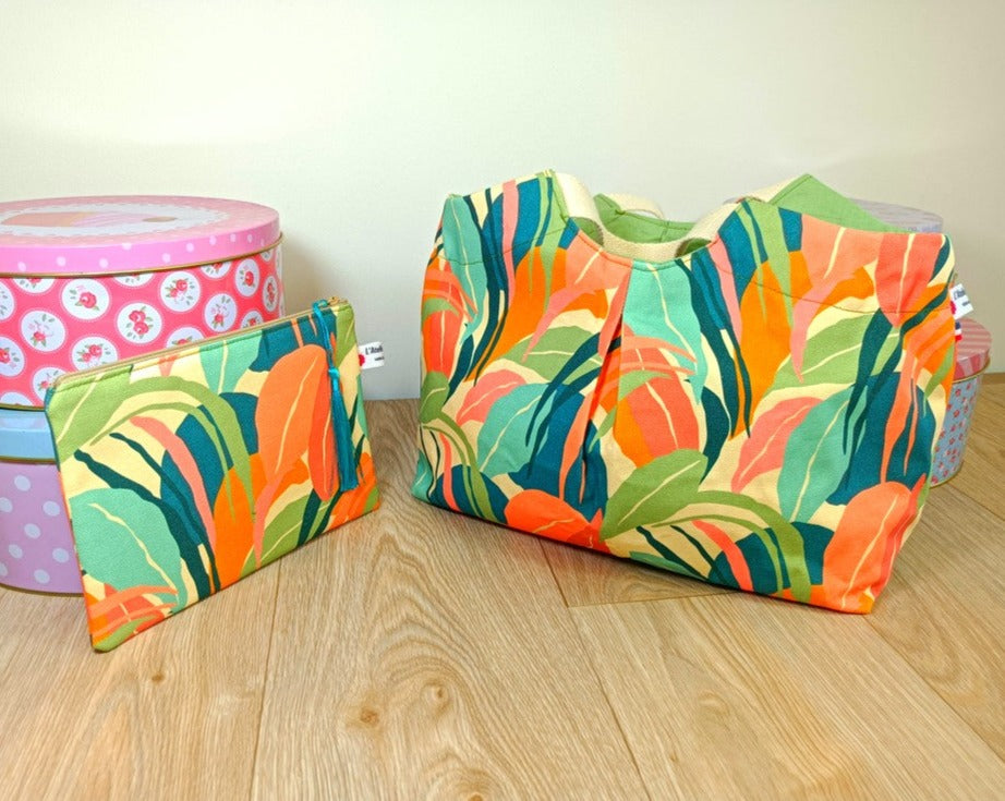Sac cabas panier et sa pochette - petit modèle - Mathilde
