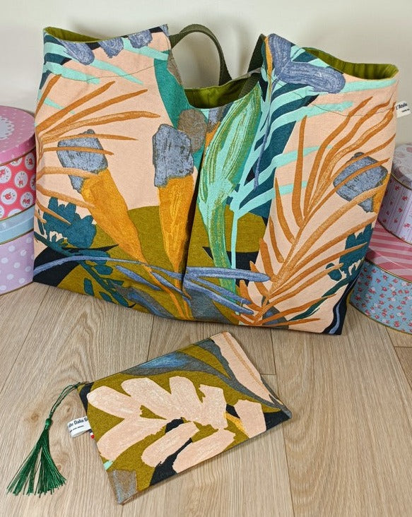 Sac grand cabas panier et sa pochette assorti - grand modèle - Françoise
