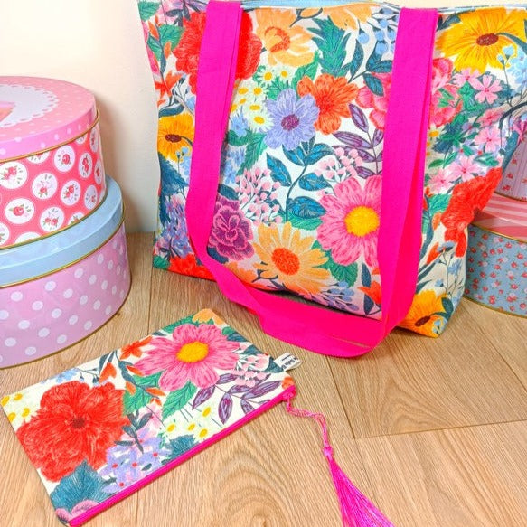 Tote bag grand modèle et sa pochette assorti - Florentine