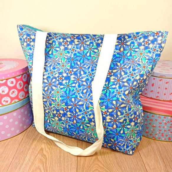 Tote bag cabas - Azulejos bleu