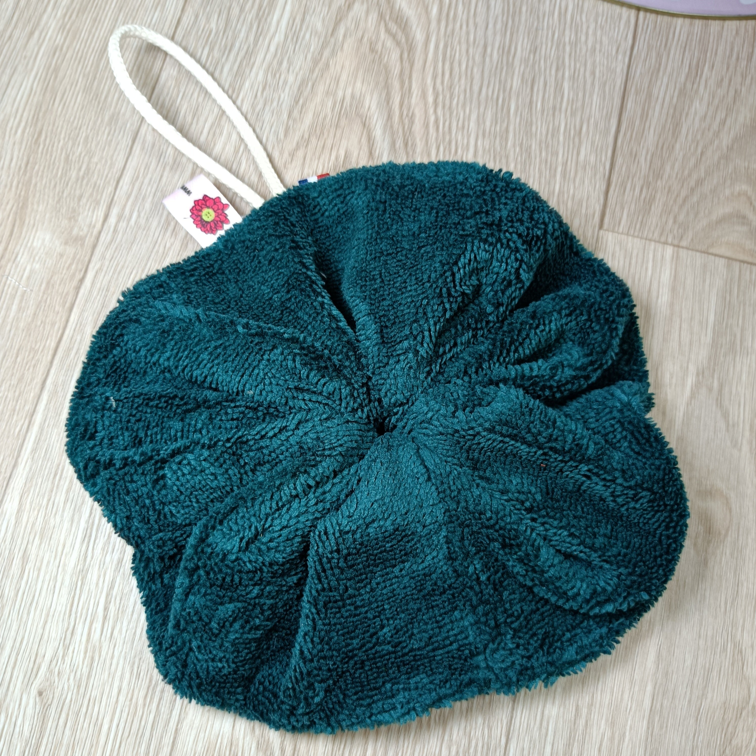 Fleur de douche éponge bambou vert fonce