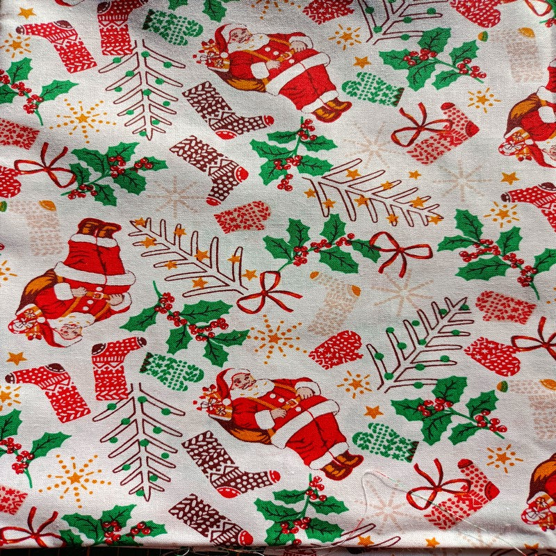 Bottes de Noël - Tissu imprimé au choix - Fourrure rouge ou blanc- Personnalisées avec du flex