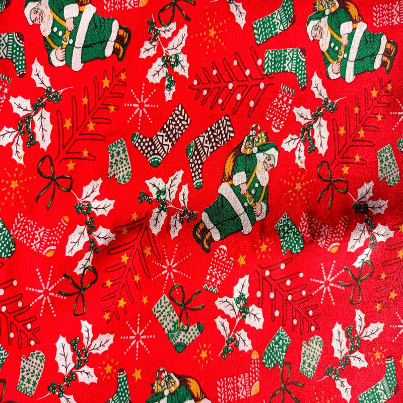 Bottes de Noël - Tissu imprimé au choix - Fourrure rouge ou blanc- Personnalisées avec du flex