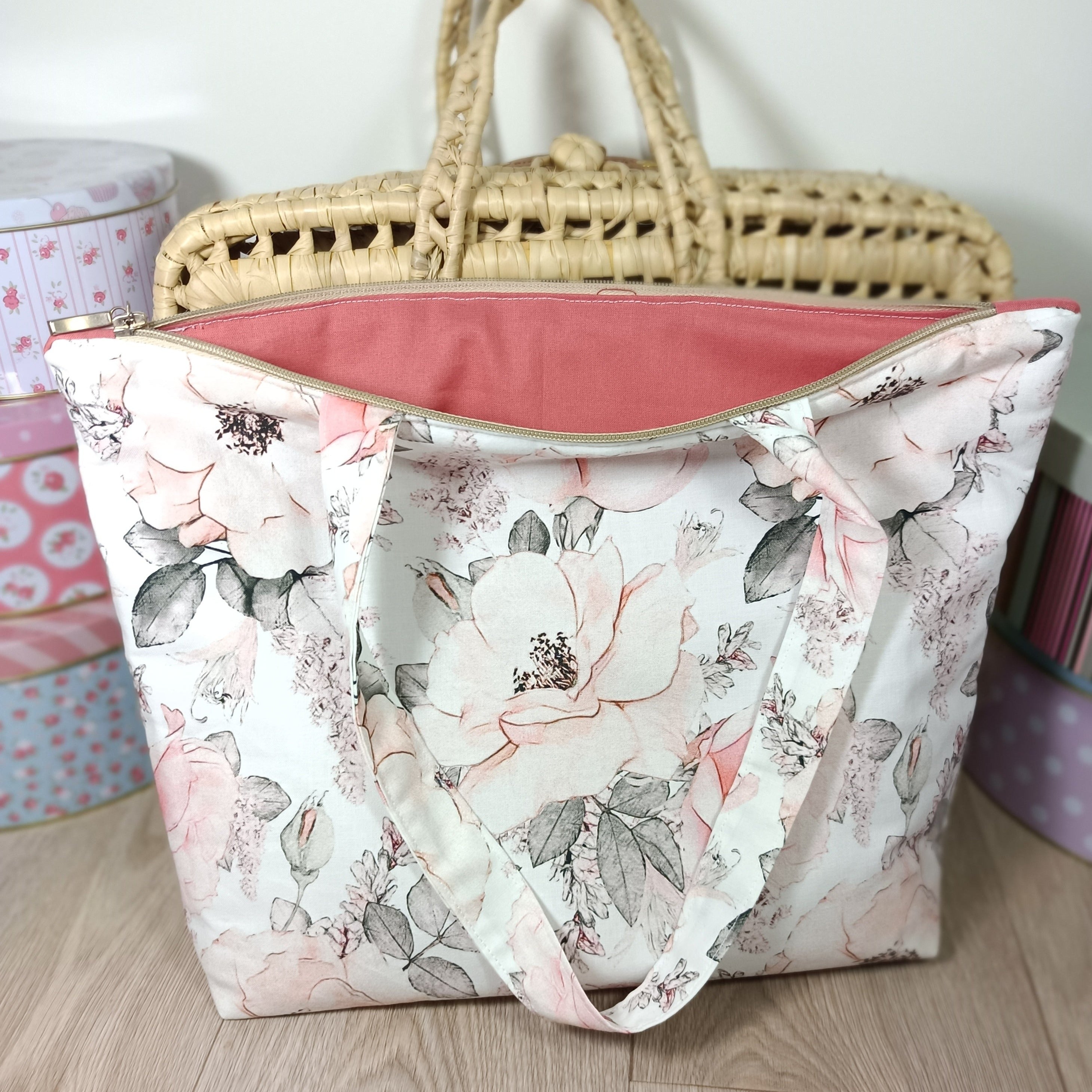 Sac cabas et pochette assortis - Eglantine