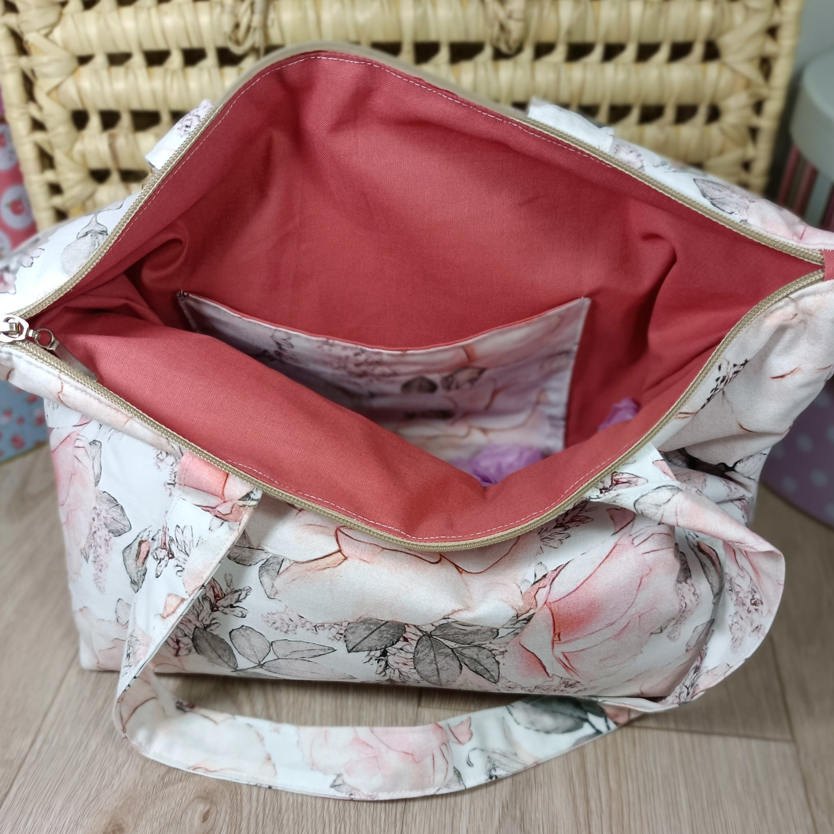 Sac cabas et pochette assortis - Eglantine