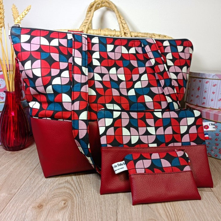 Sac cabas zippé - Twist rouge