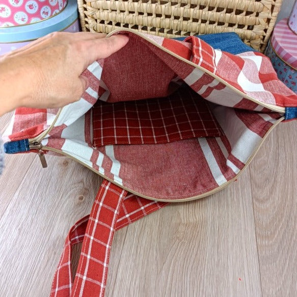 Sac cabas zippé - Caroline - upcycling