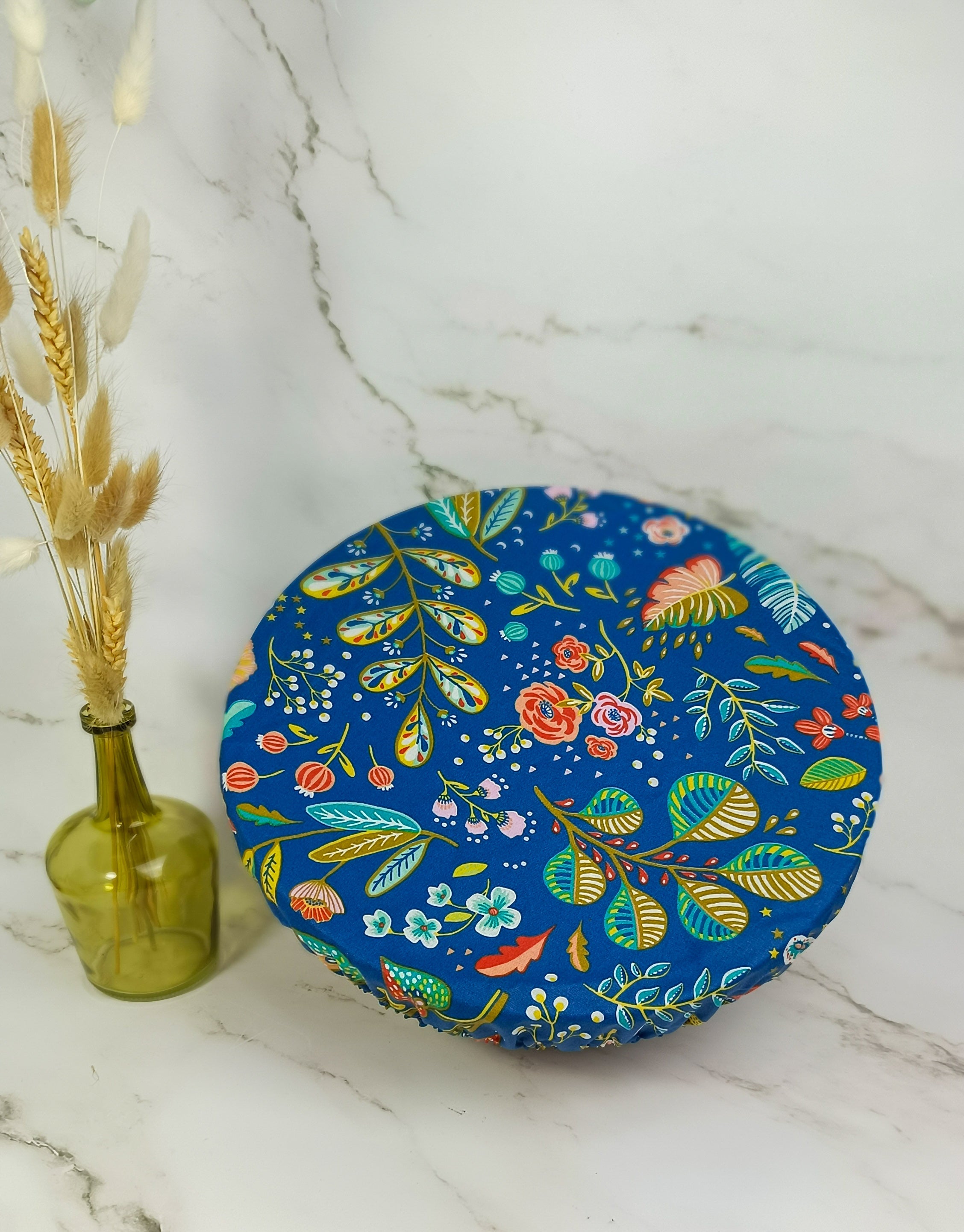 Couvre bol plat ancolie bleu taille L 