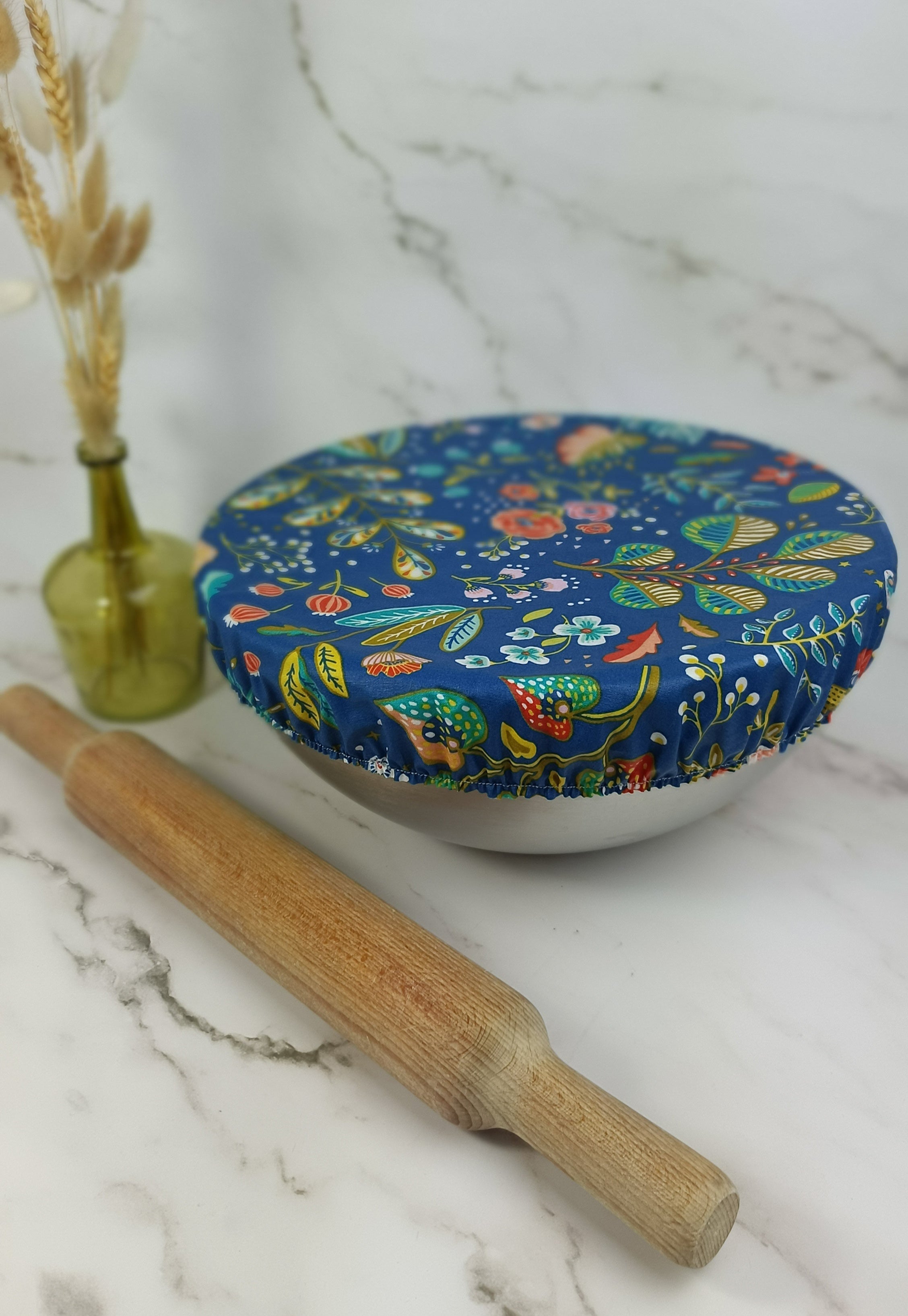 Couvre bol plat ancolie bleu taille L 