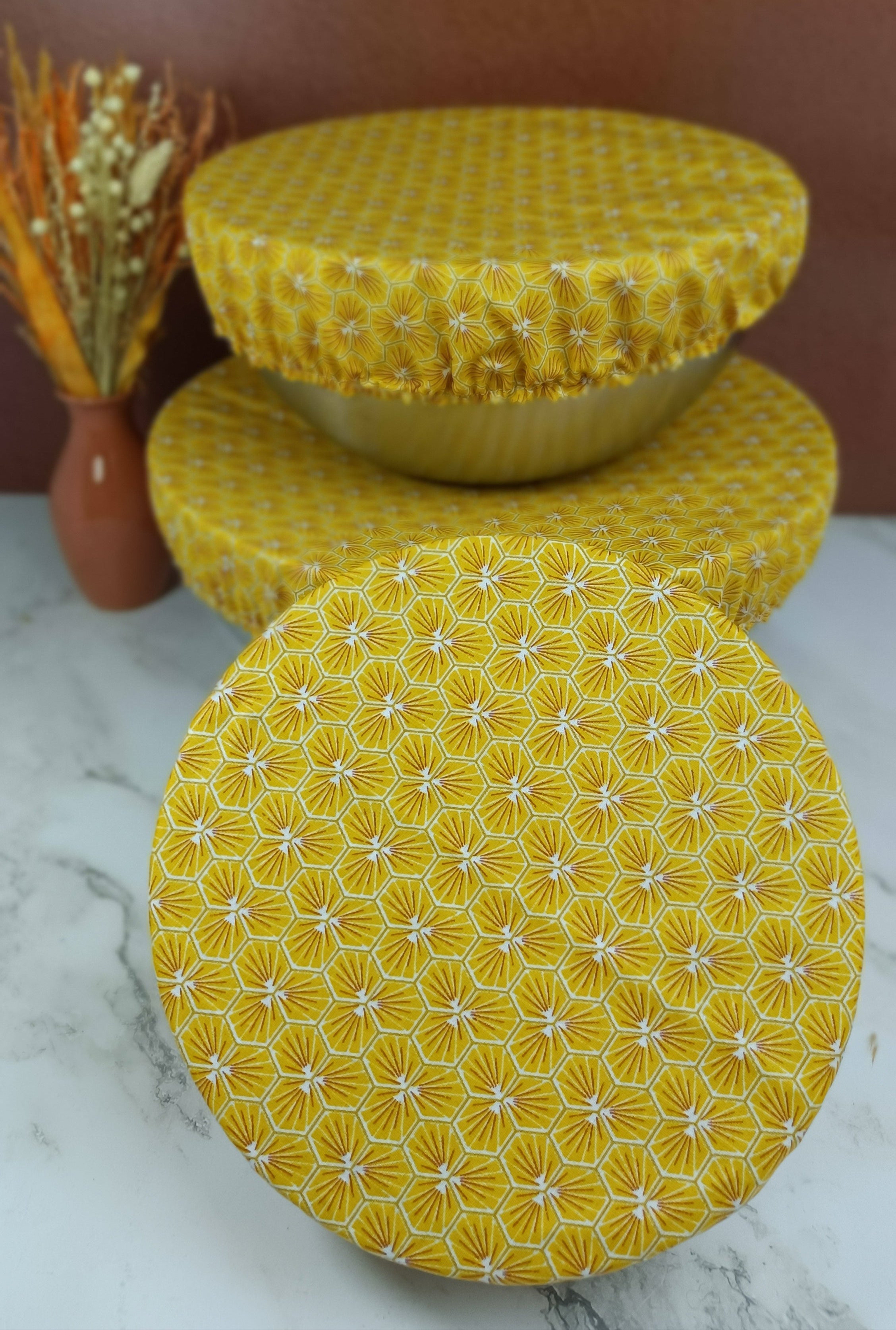 Couvre bol/ plat lavable riad jaune 