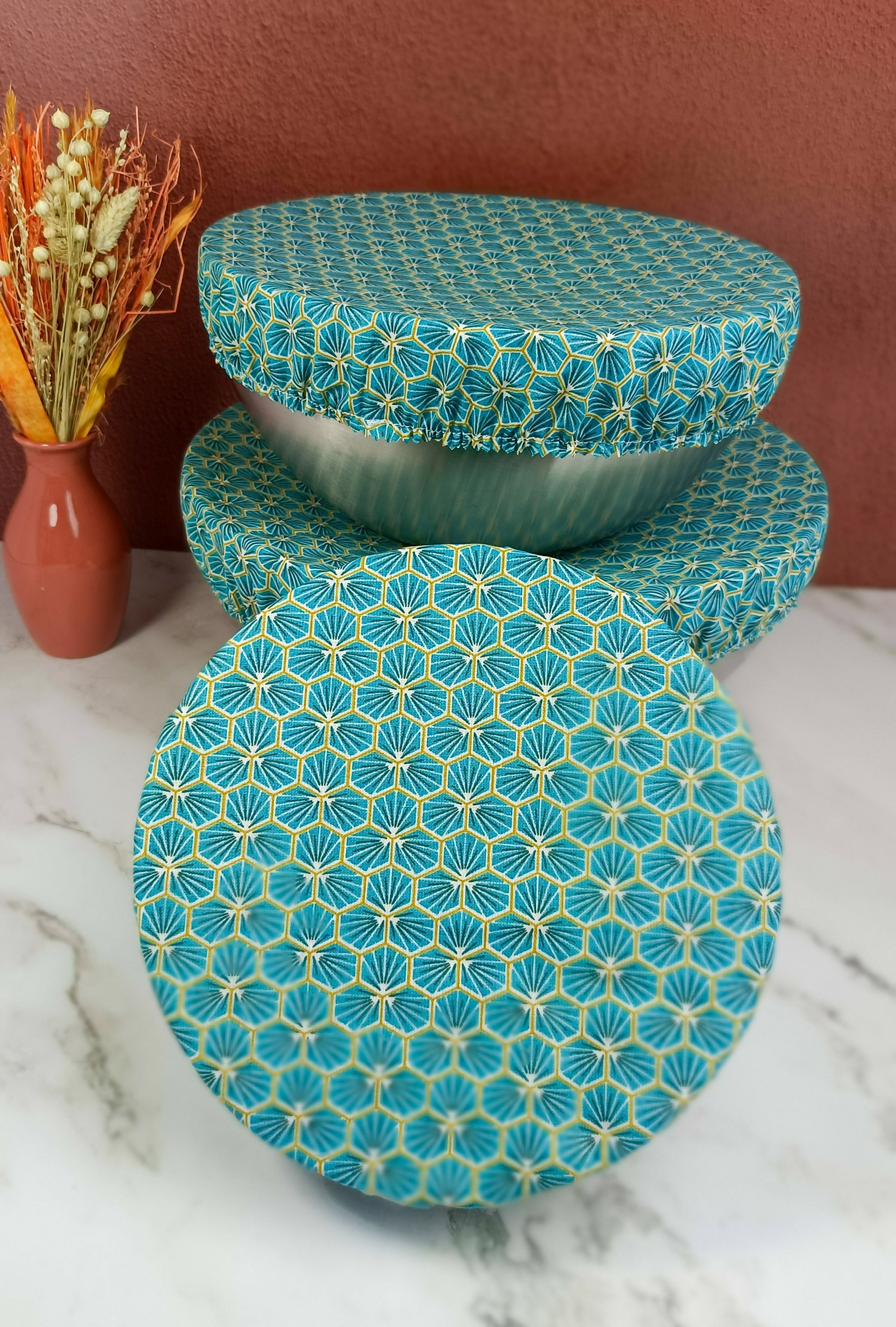 Couvre bol/ plat lavable riad menthe 
