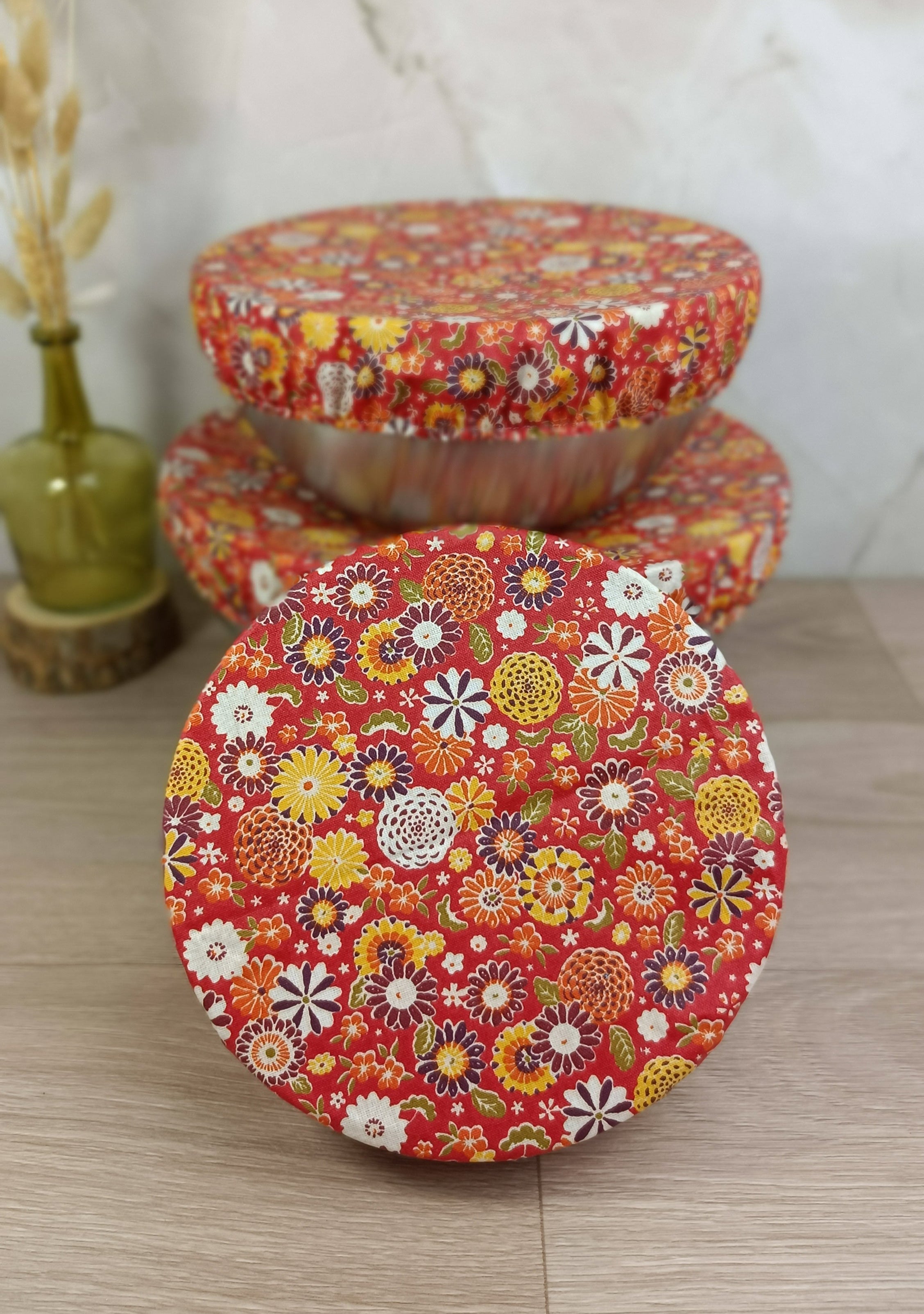 Couvre plats/bols lavable misaki rouge 