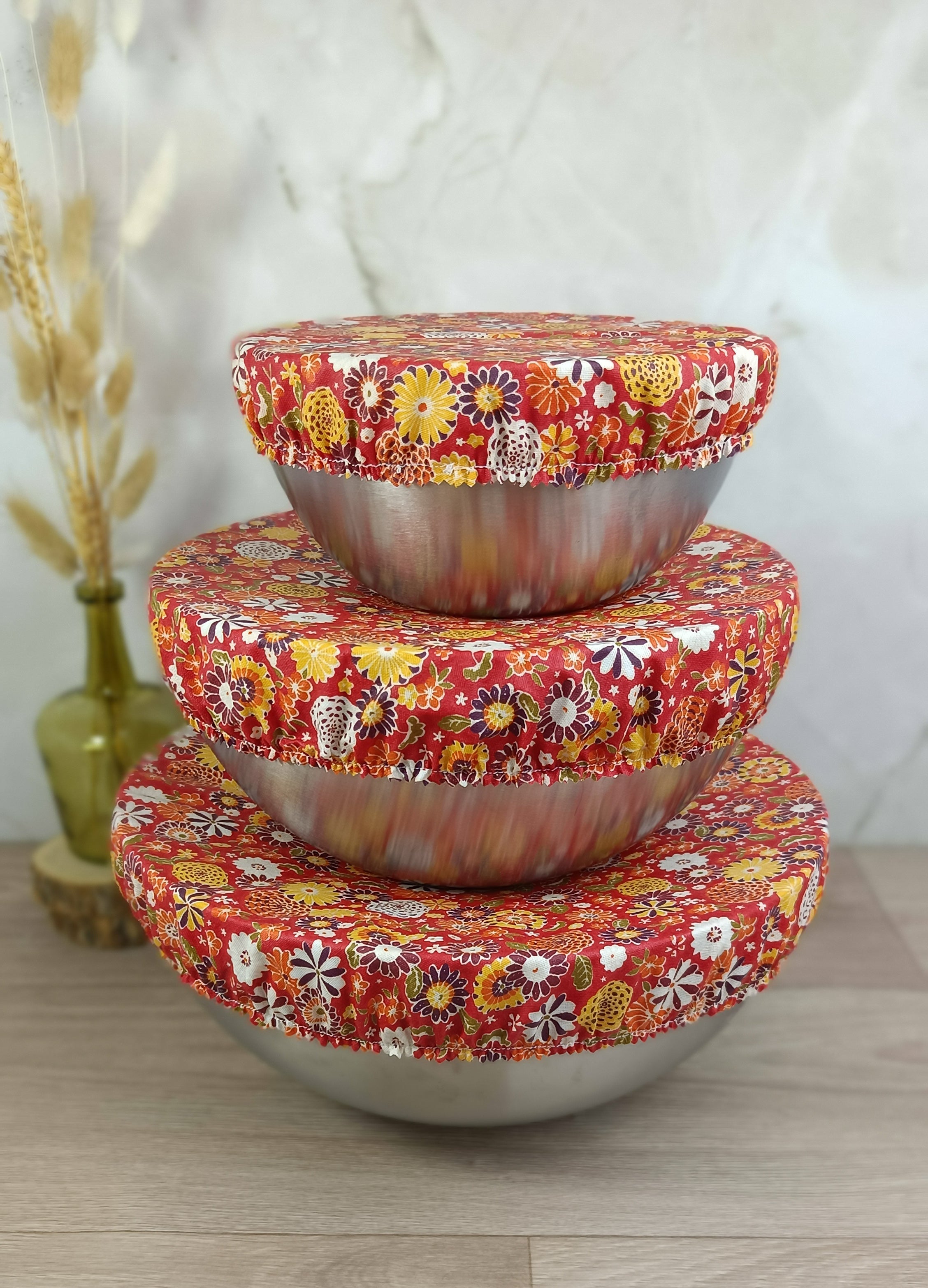 Couvre plats/bols lavable misaki rouge 