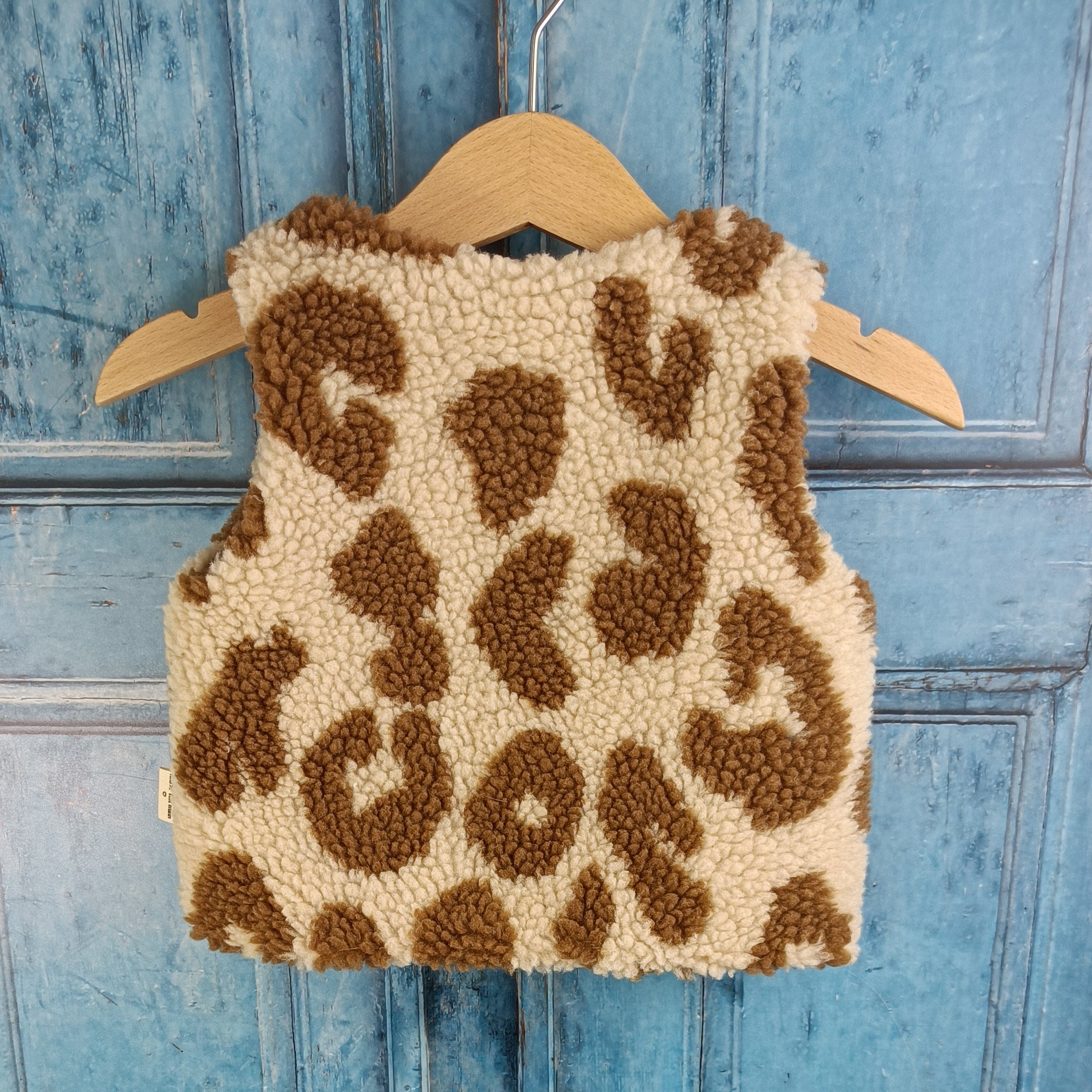 Gilet berger bébé sherpa léopard beige