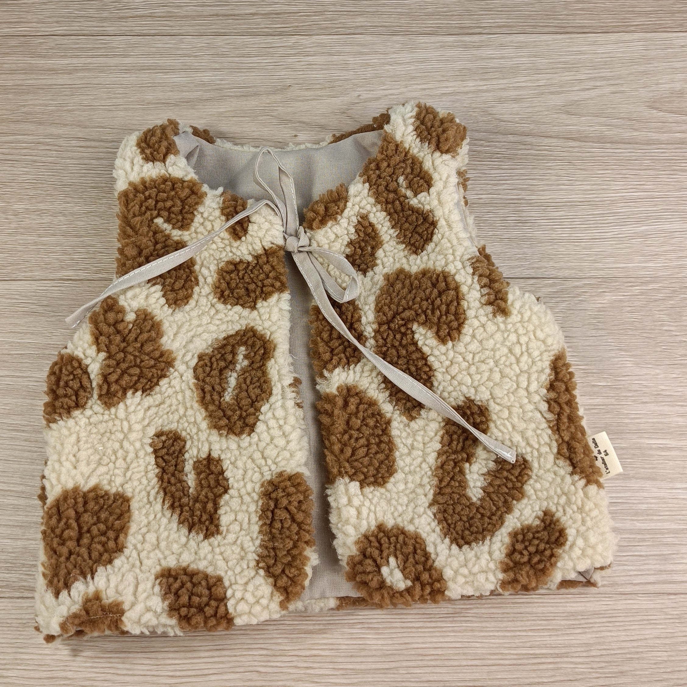 Gilet berger bébé sherpa léopard beige