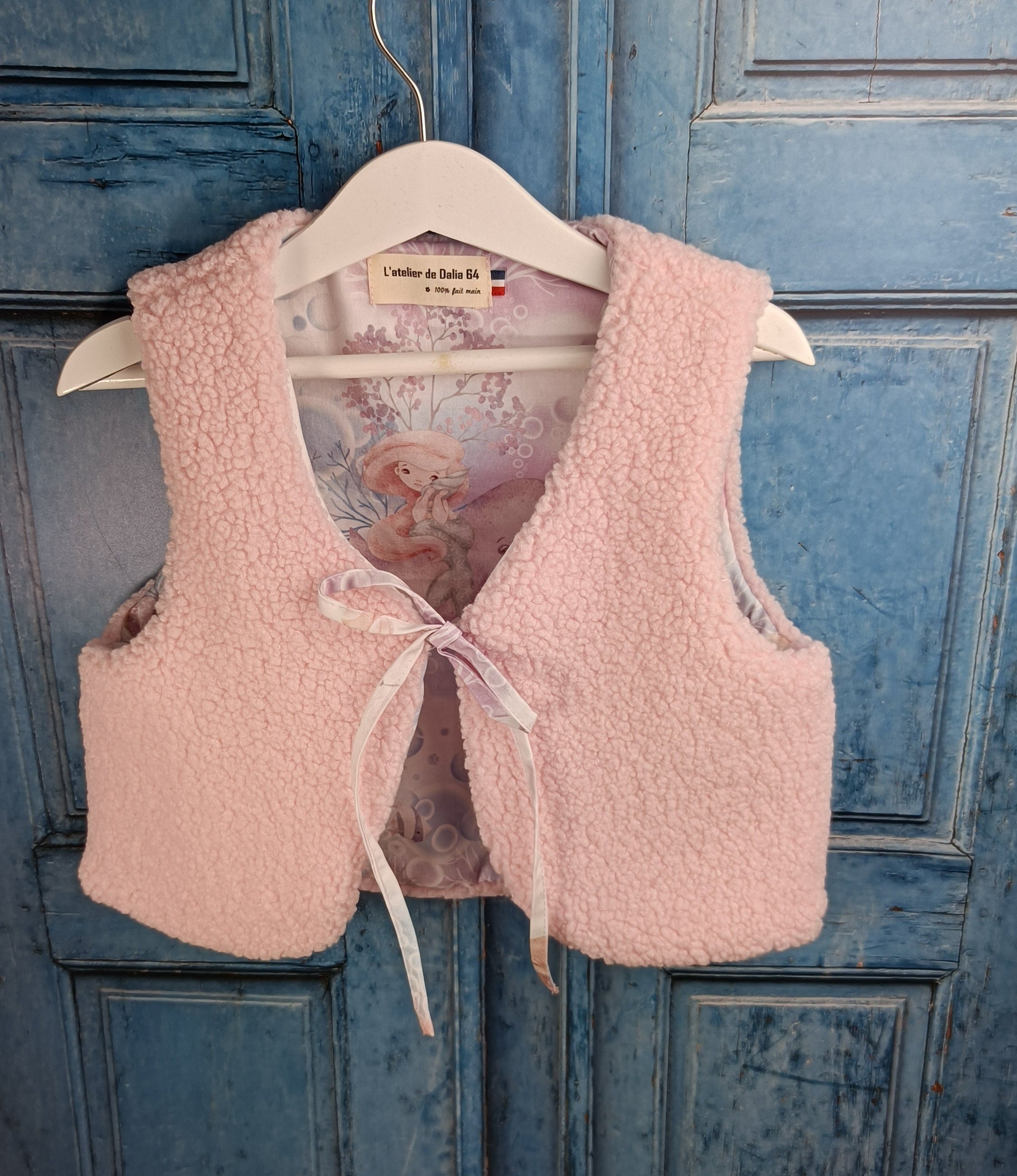 Gilet berger enfant sirene rose