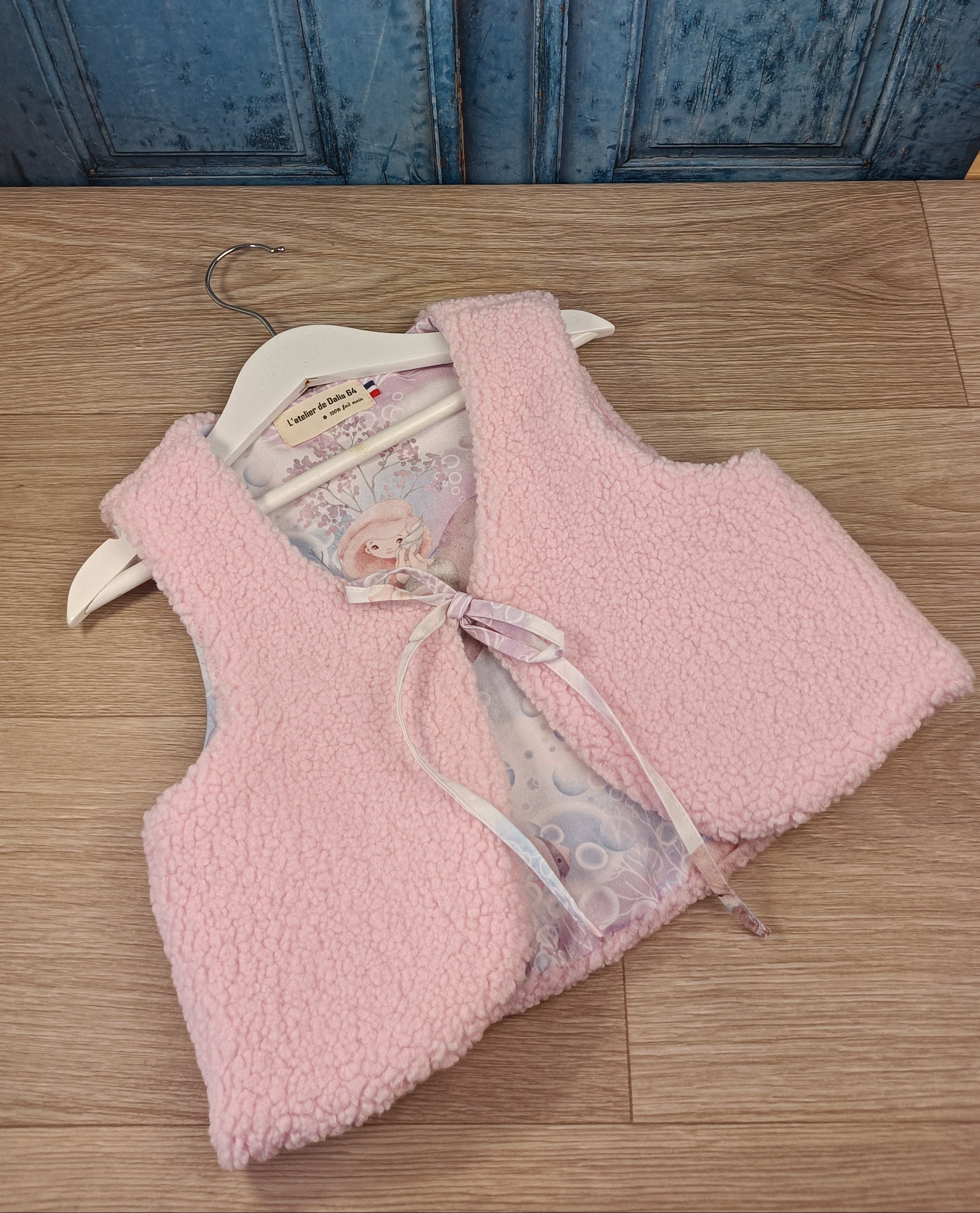 Gilet berger enfant sirene rose