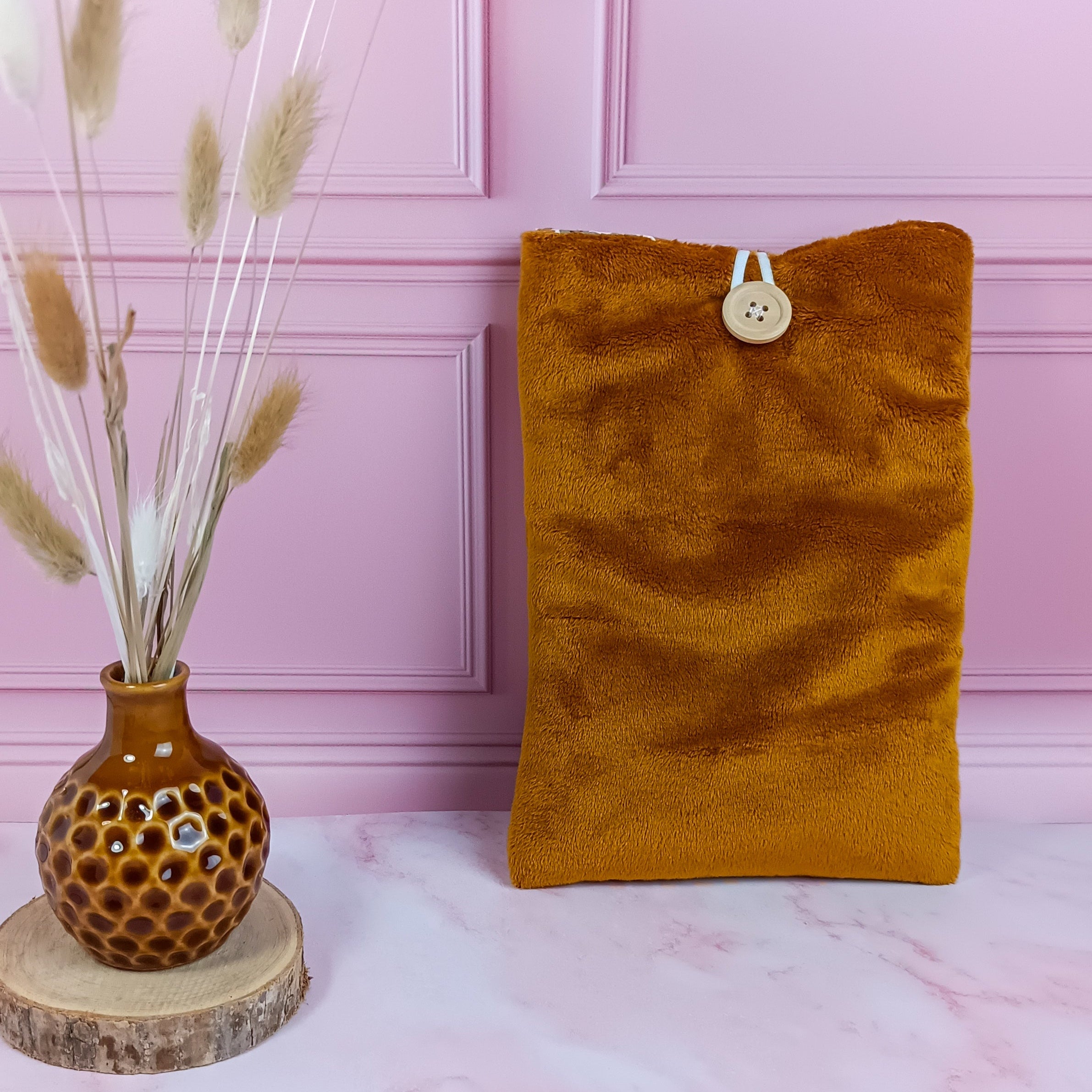 Pochette livre molletonnée - Minky lisse - cassonade
