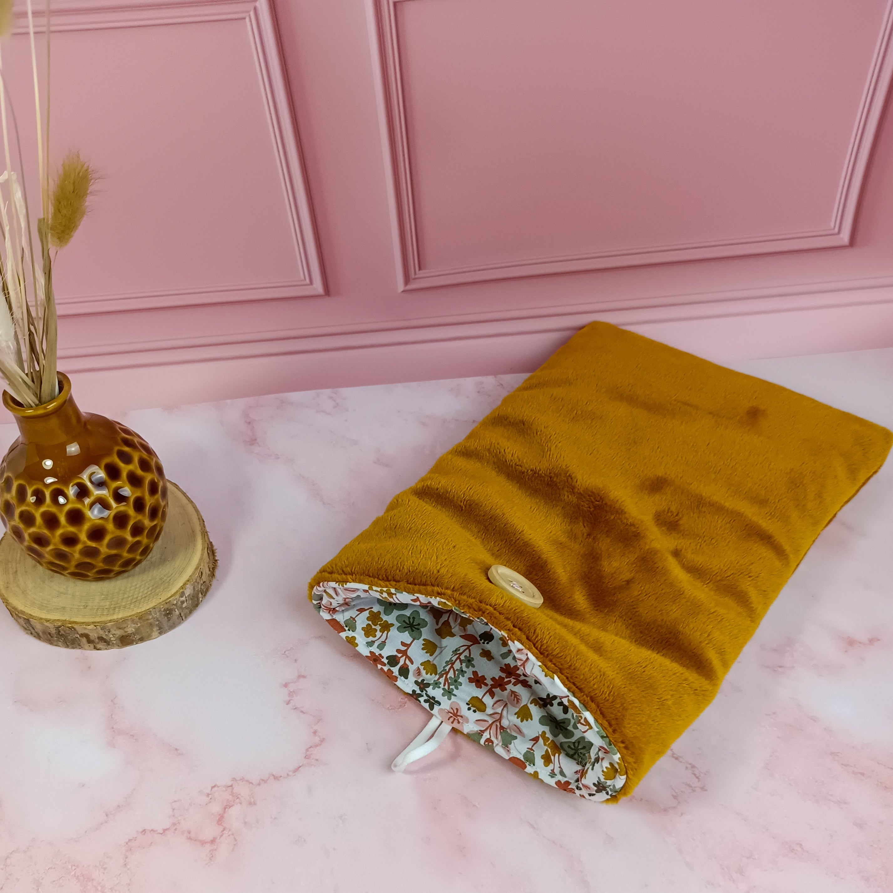 Pochette livre molletonnée - Minky lisse - cassonade