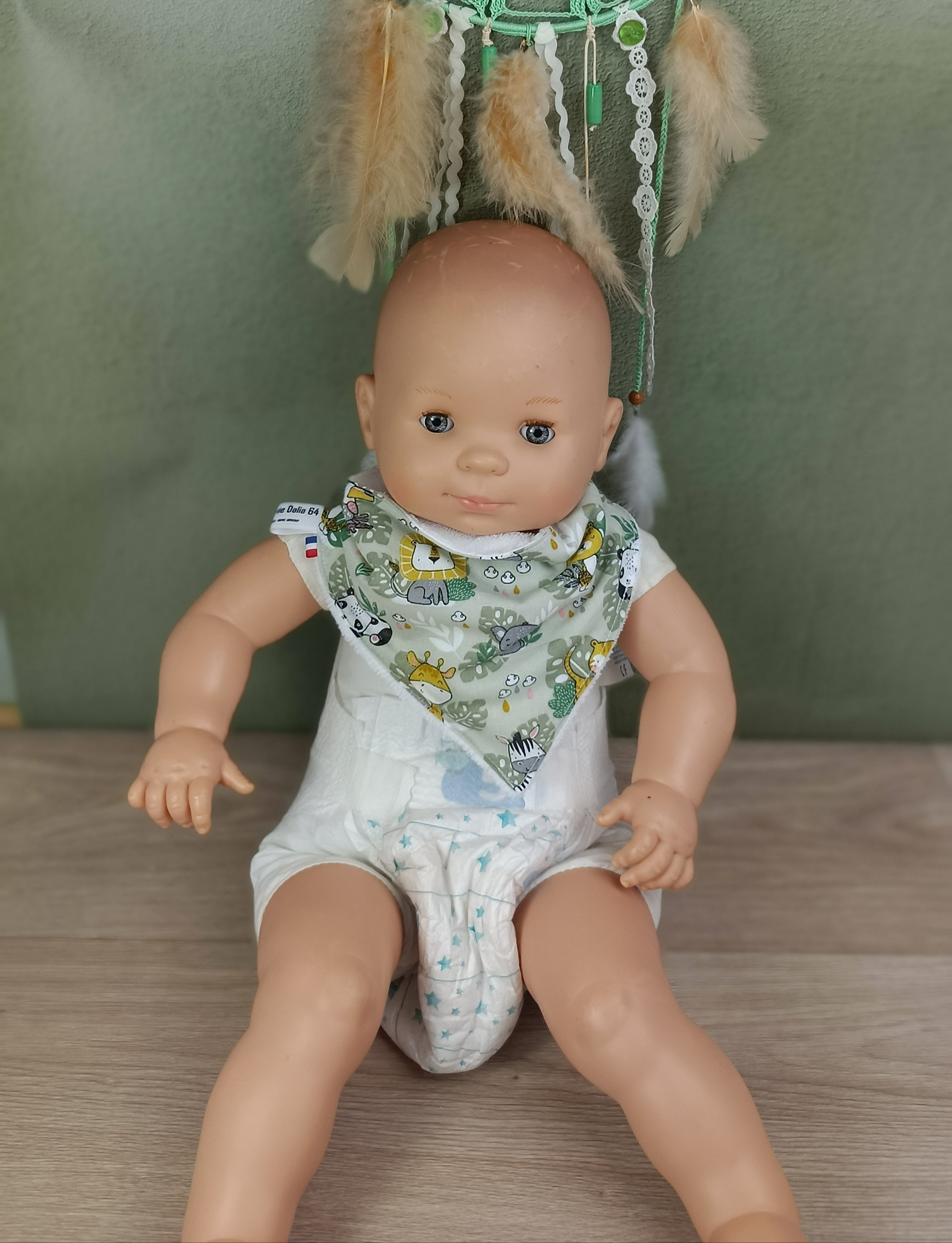 Bavoir bandana bébé - Collection Petit panda vert