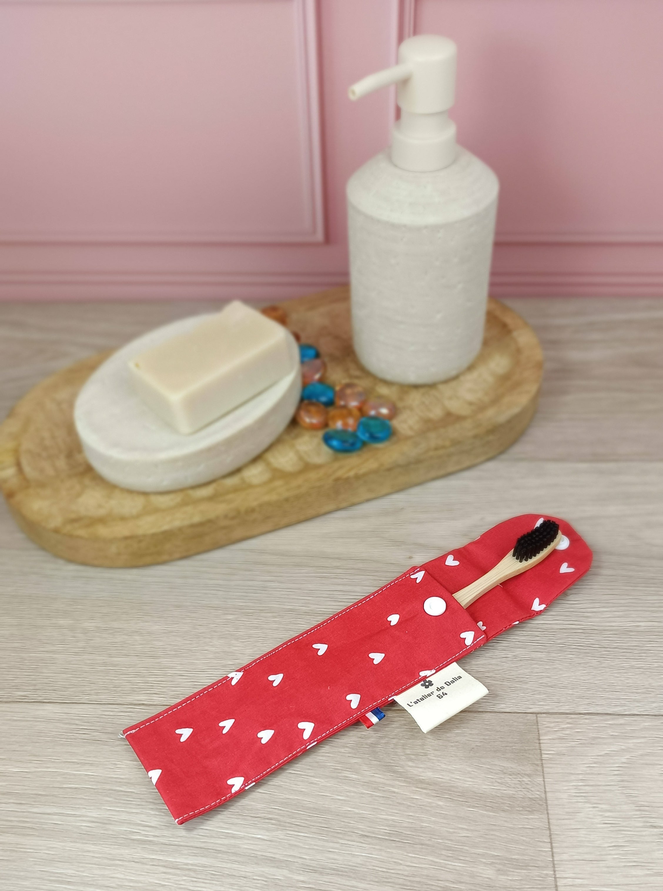 Étuis à brosses à dent et pochettes à savon lavables - Cœur