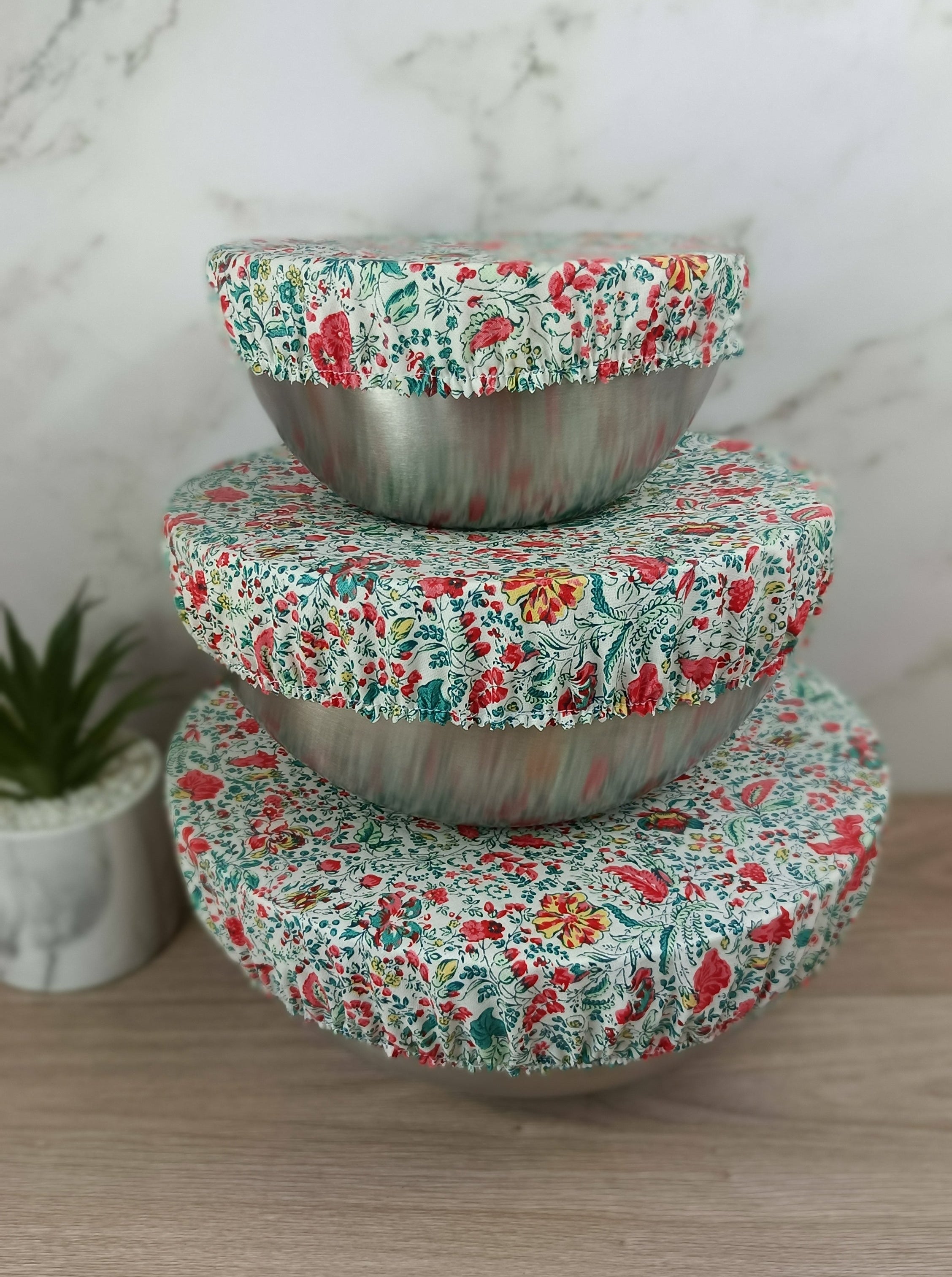 Couvres bols/plats lavables - Collection Œillet rouge