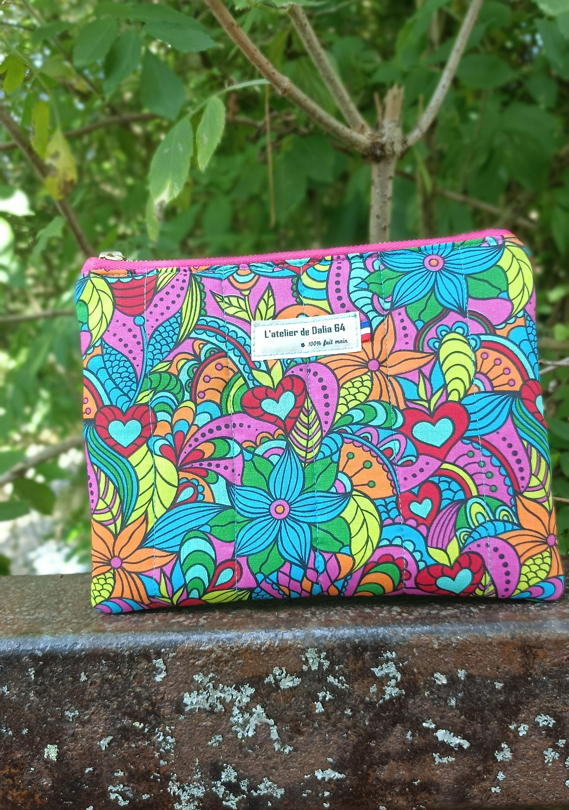 Pochette matelassé - BOHO -Orchidée multi