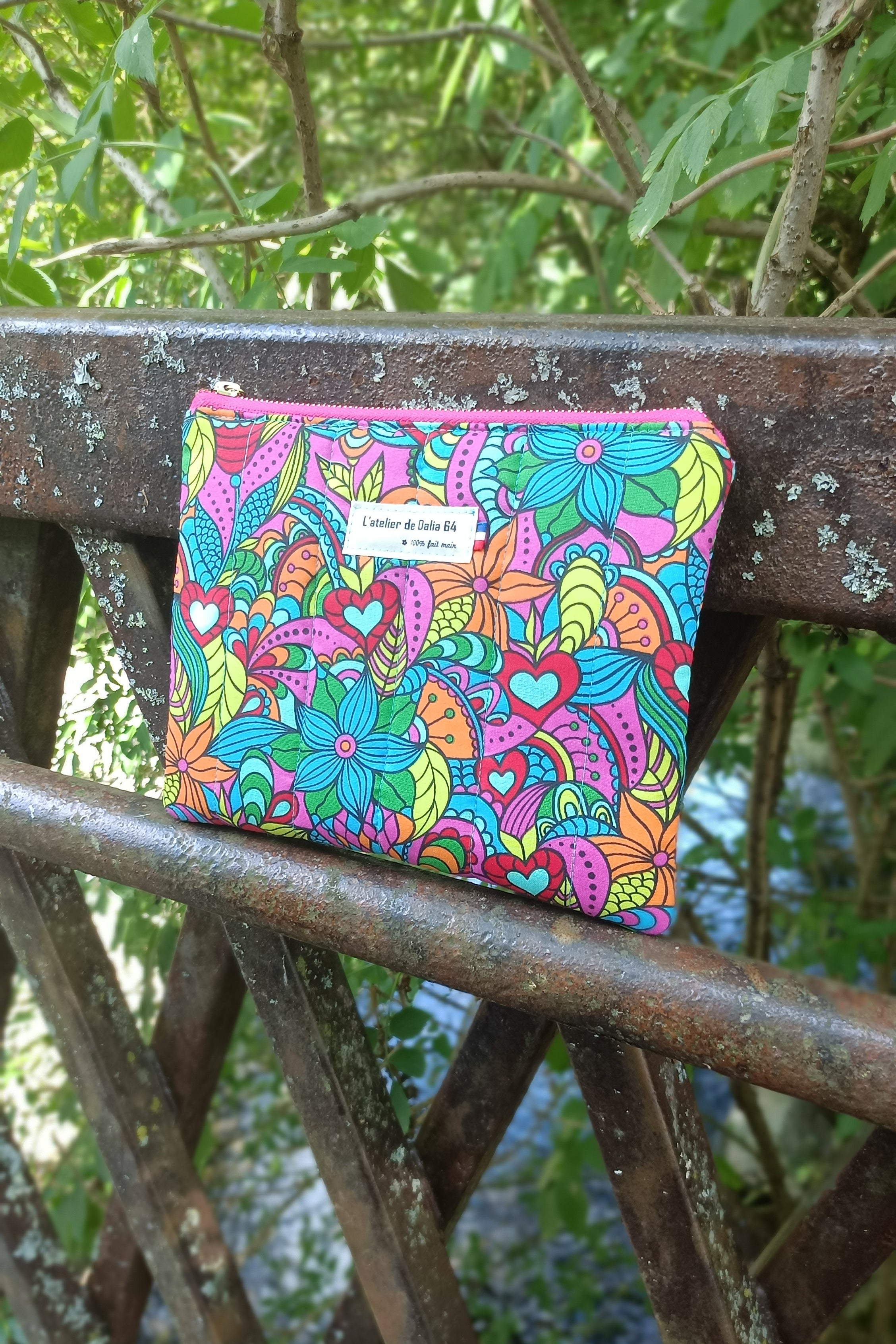 Pochette matelassé - BOHO -Orchidée multi