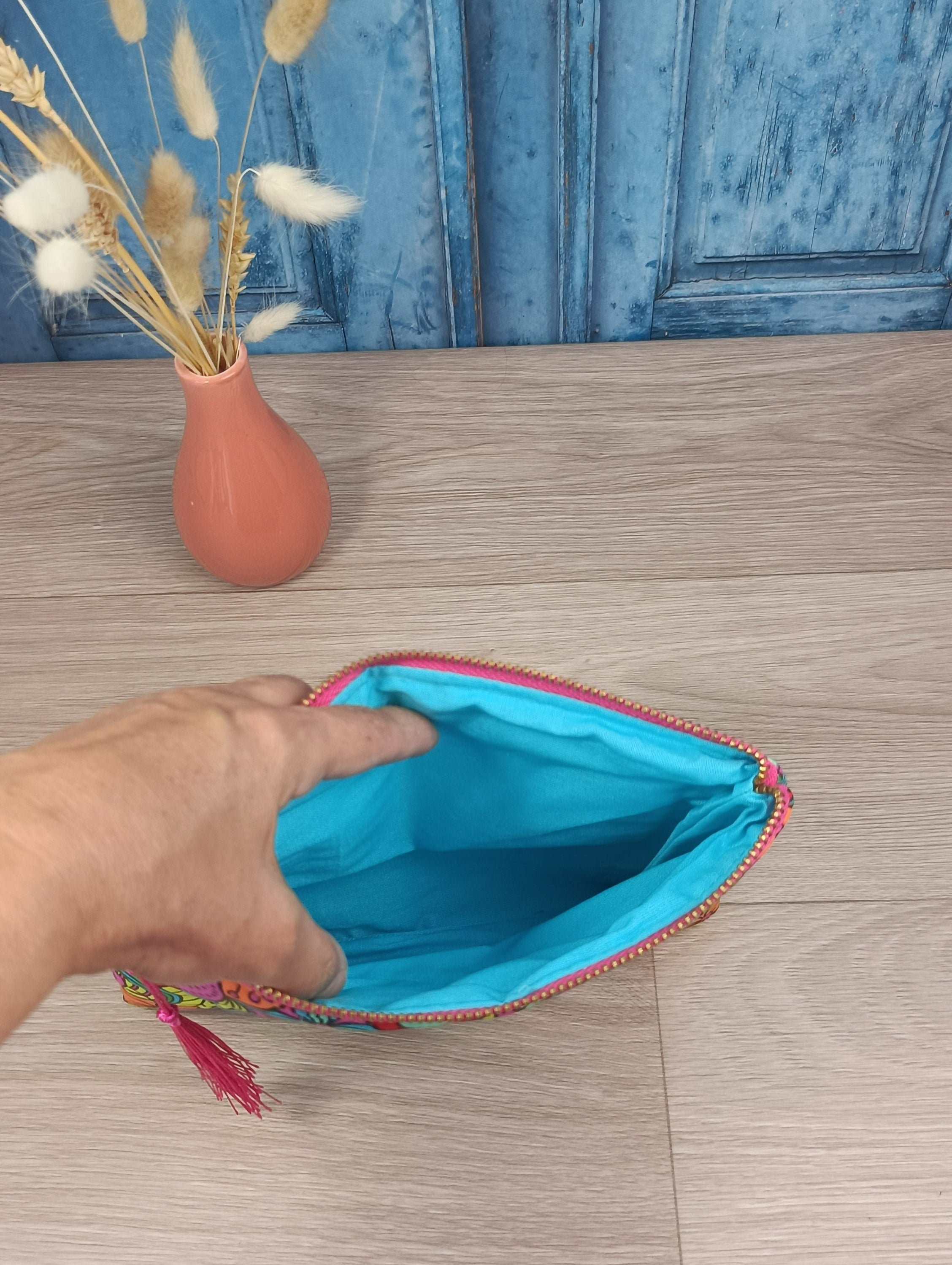 Pochette matelassé - BOHO -Orchidée multi