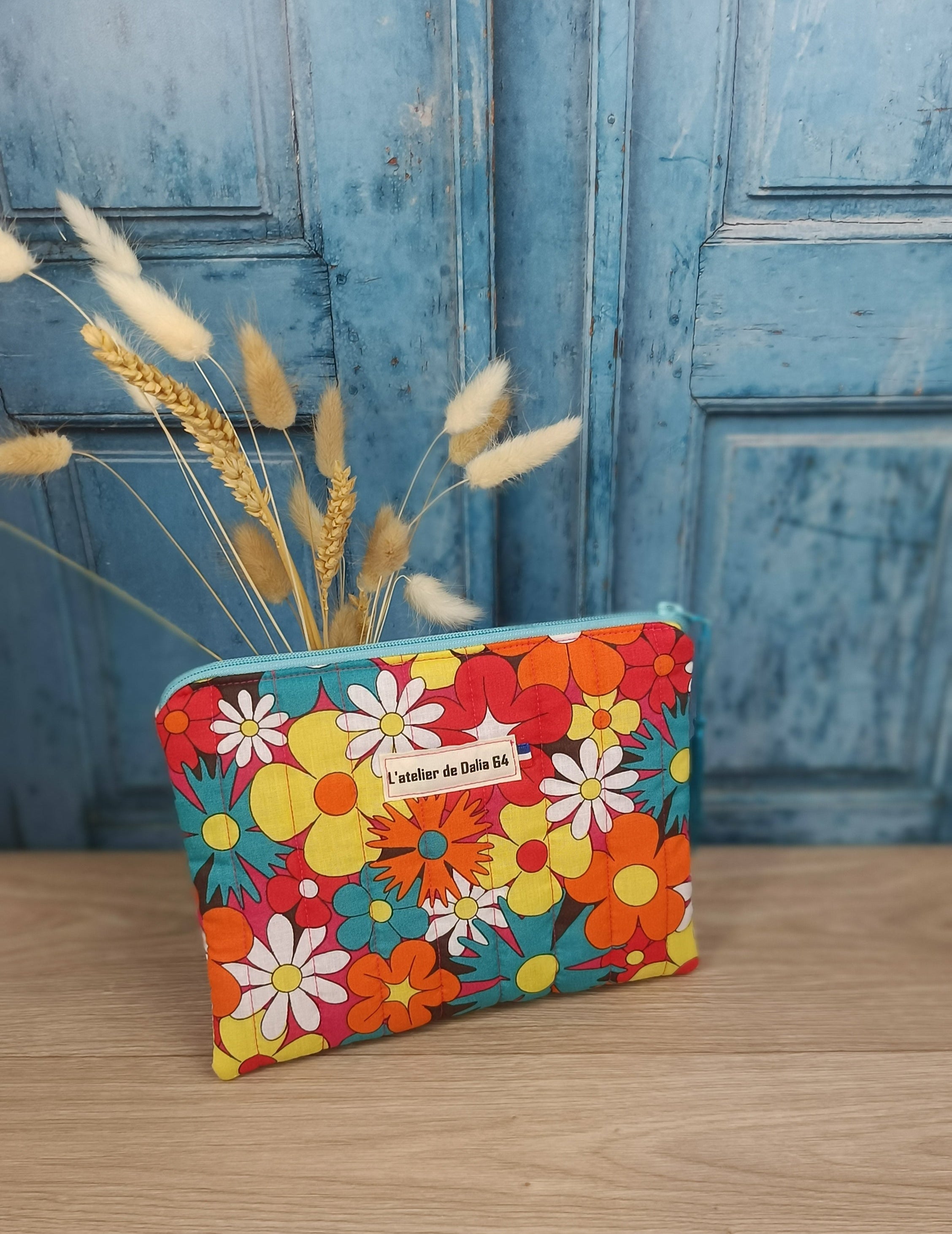 Pochette plate matelassé - BOHO - Fleurs xxl multi