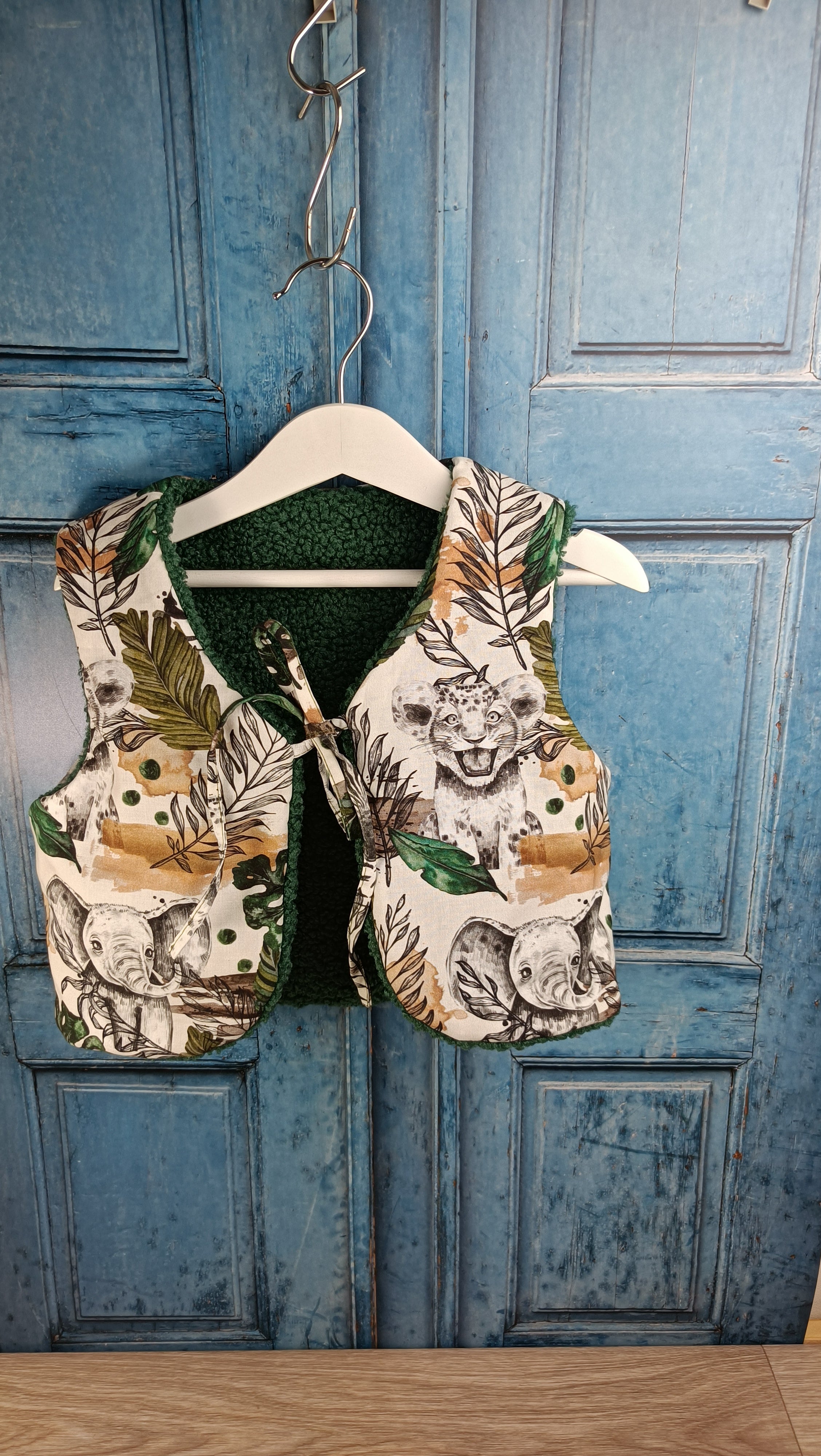 Gilet berger enfant réversible - Savane